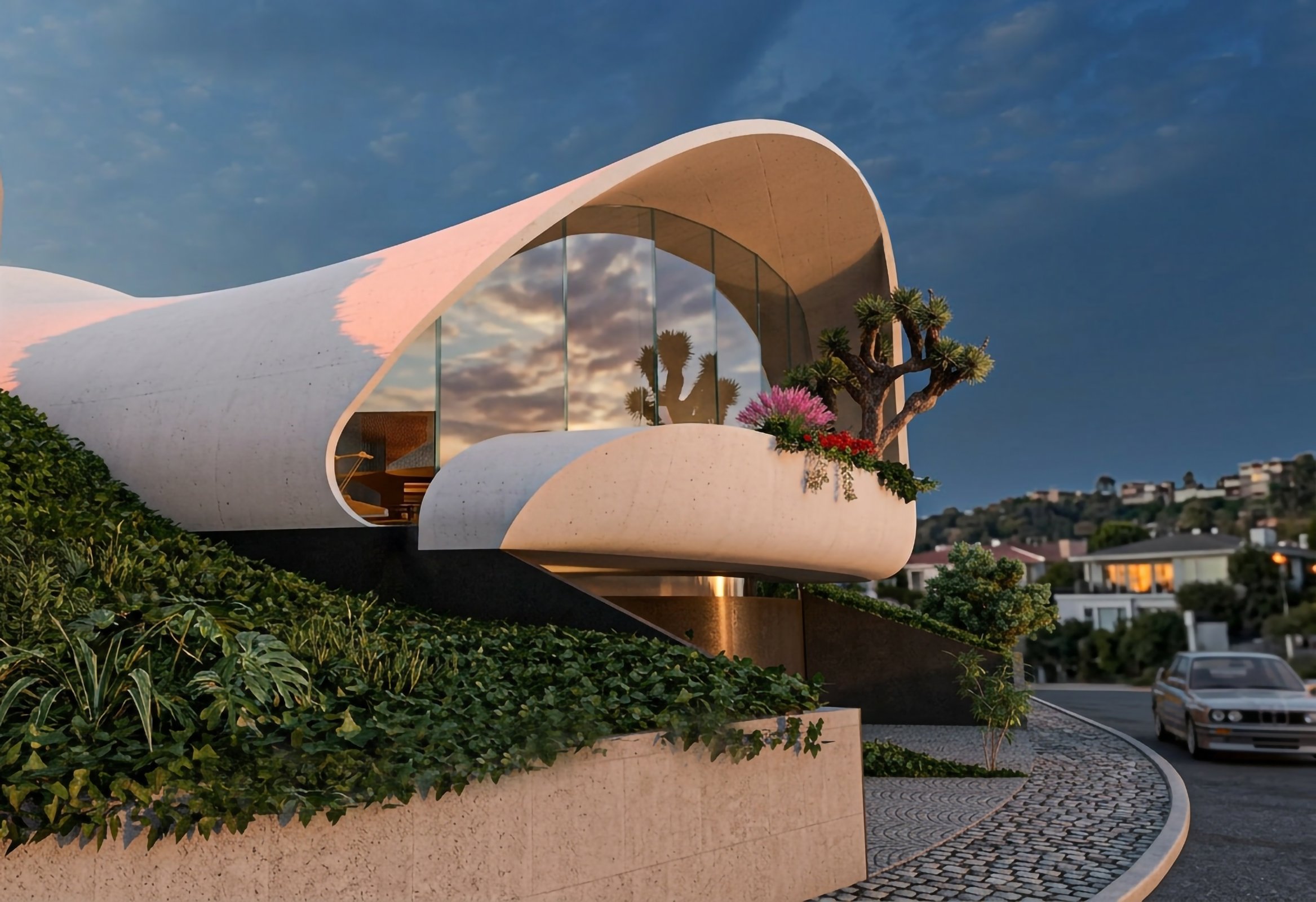 Concrete saddle shell for a small home