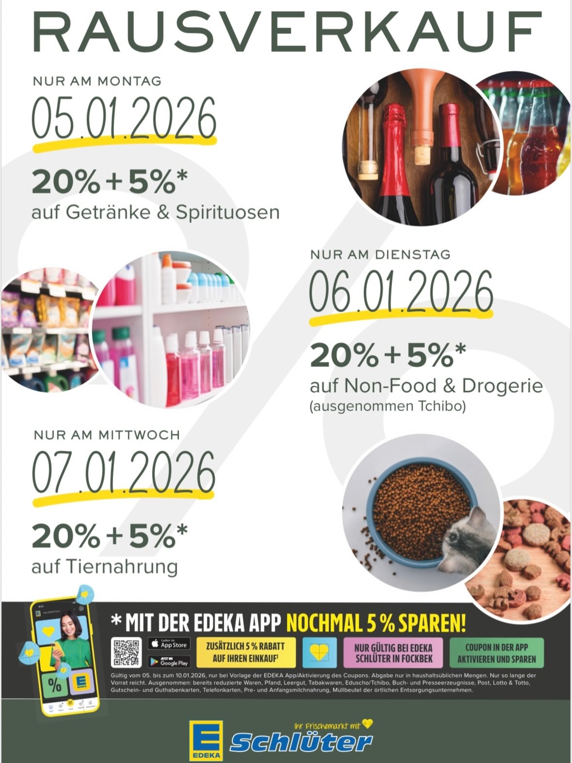 🔥 RAUSVERKAUF im alten Markt &ndash; wir r&auml;umen richtig auf! 🔥

Bevor wir umziehen, wird gespart! 💥
Vom 05.01. bis 10.01.2026 gibt&rsquo;s bei uns 20 % Rabatt auf wechselnde Warengruppen &ndash;
und mit der EDEKA App sogar nochmal 5 % extra! 