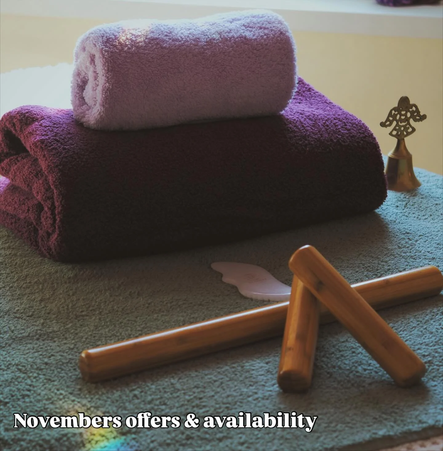 November Availability and Offers 🙏 

As the days grow shorter and the weather turns colder, there&rsquo;s no better time to book yourself a well-deserved treat. Let the tension melt away with one of my cosy November offers:

🌿 1hr Warm Bamboo Massa