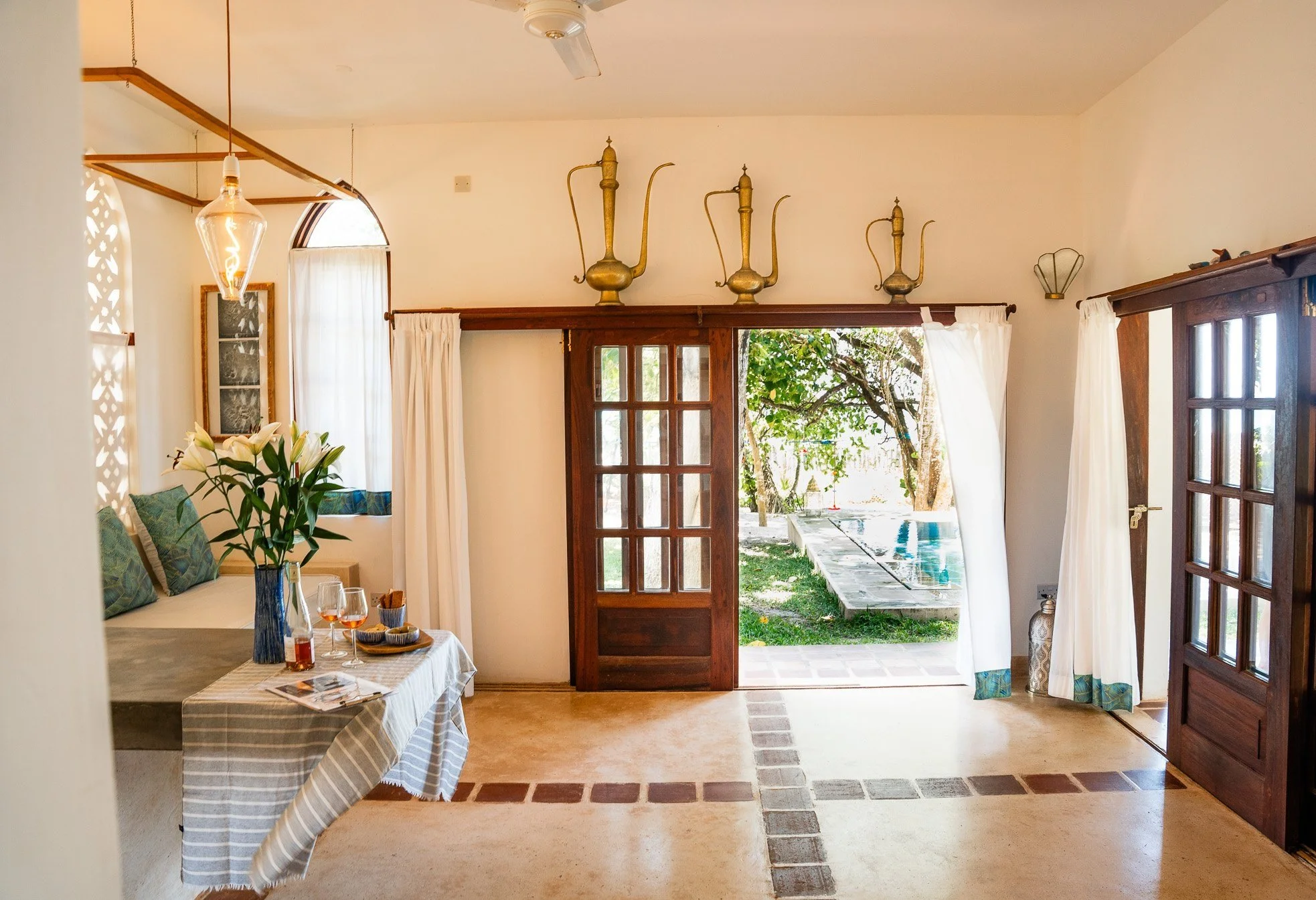 Fully equipped Kitchen and living indoor space from the bedroom.