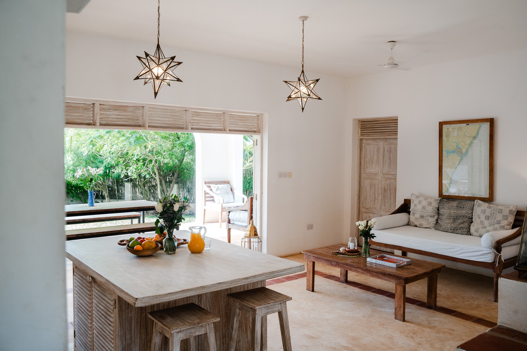 Open plan living area and kitchen.
