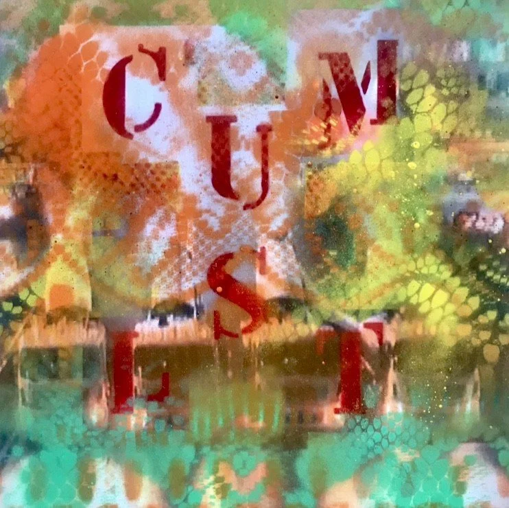 Mixed media et Ink jet art de Guido Bernasconi : CUM SLUT, cubisme systémique et déstabilisation collective. Néo-expressionisme, froideur binaire, fractals et Street art.