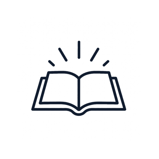 Open book with lines above it representing knowledge or ideas.