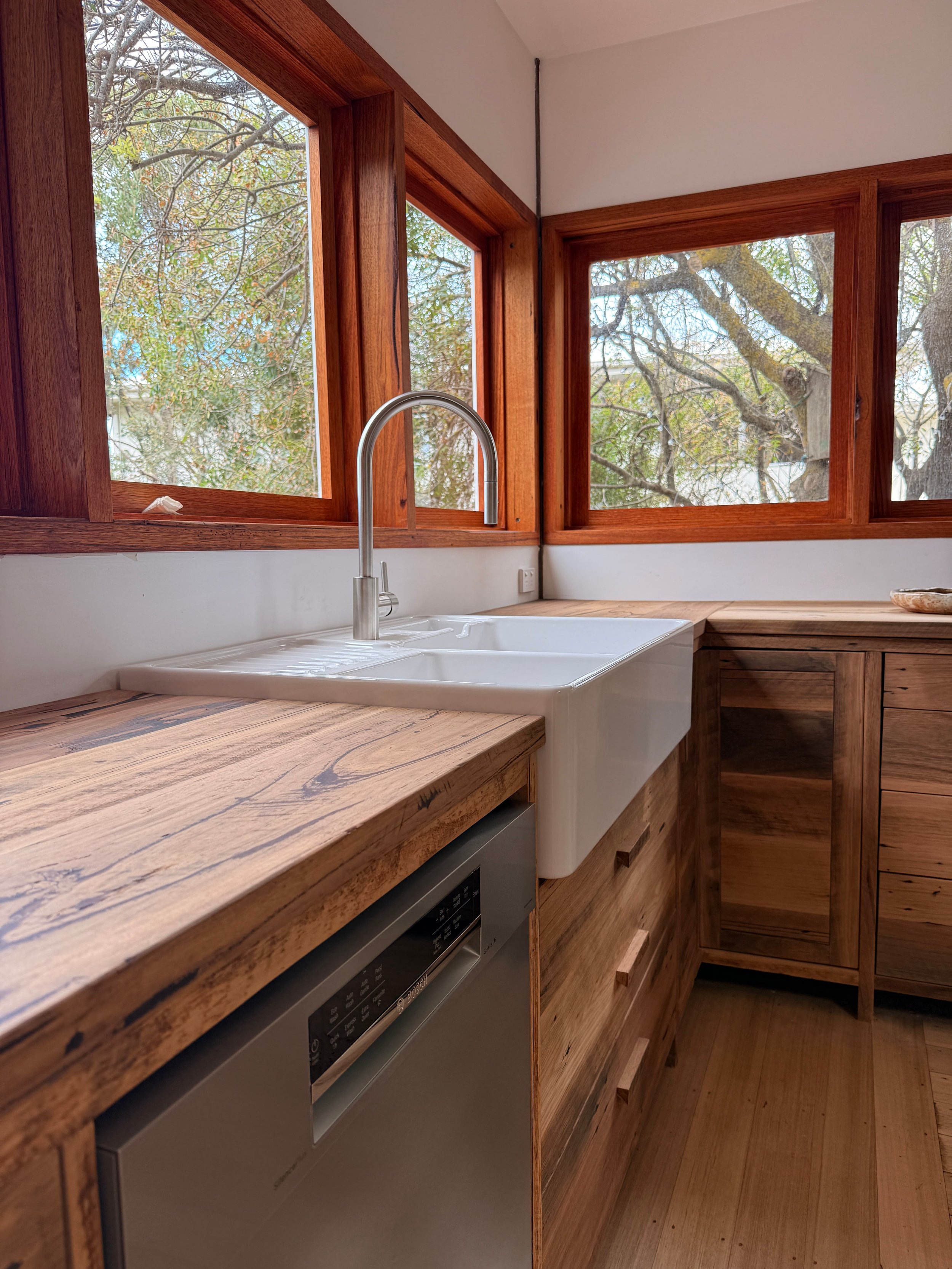 Bespoke kitchen cabinetry in Anglesea, made from Australian Blackwood