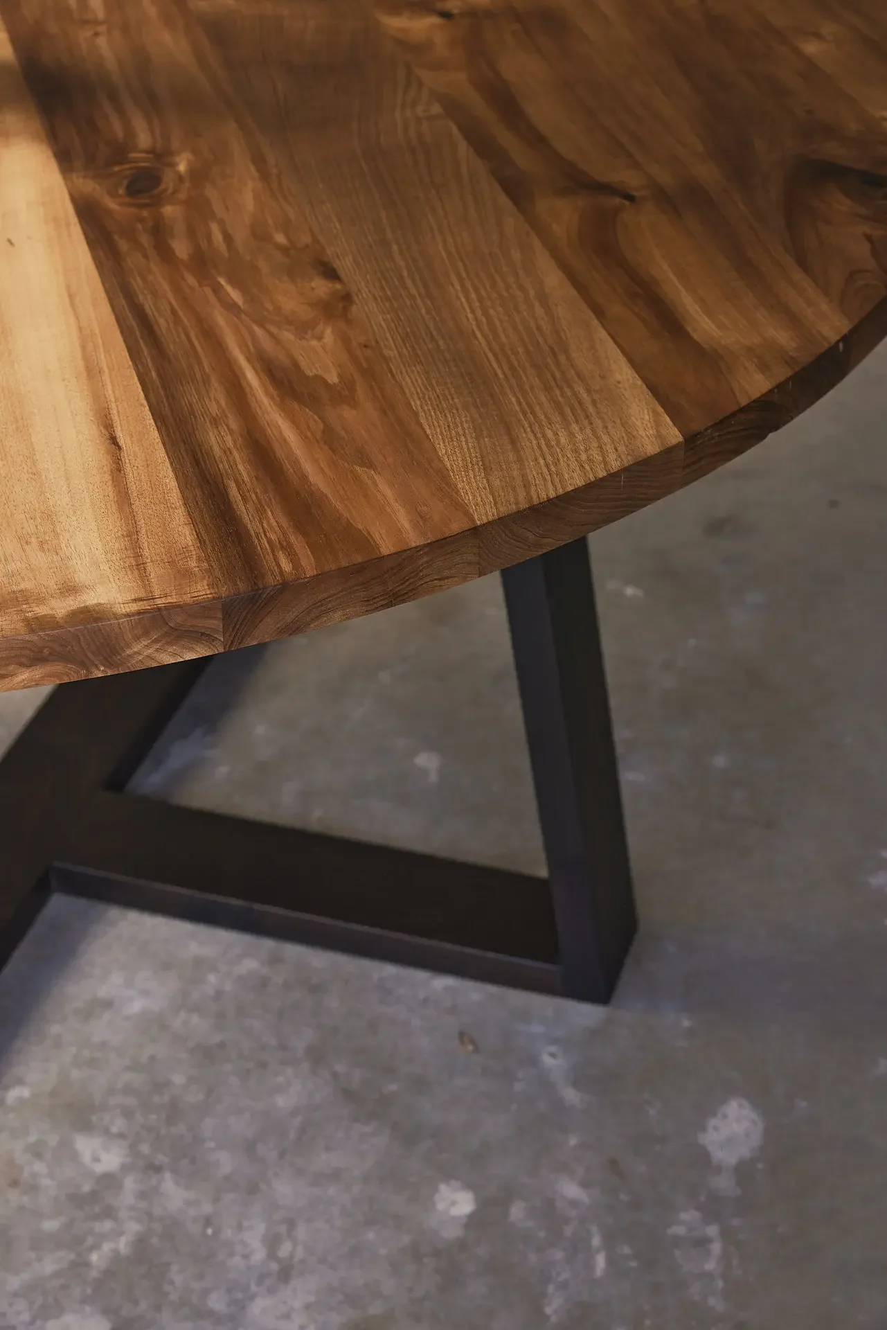 Tasmanian blackwood round dining table. Hand made on the Surf Coast by Georgie Wood.
