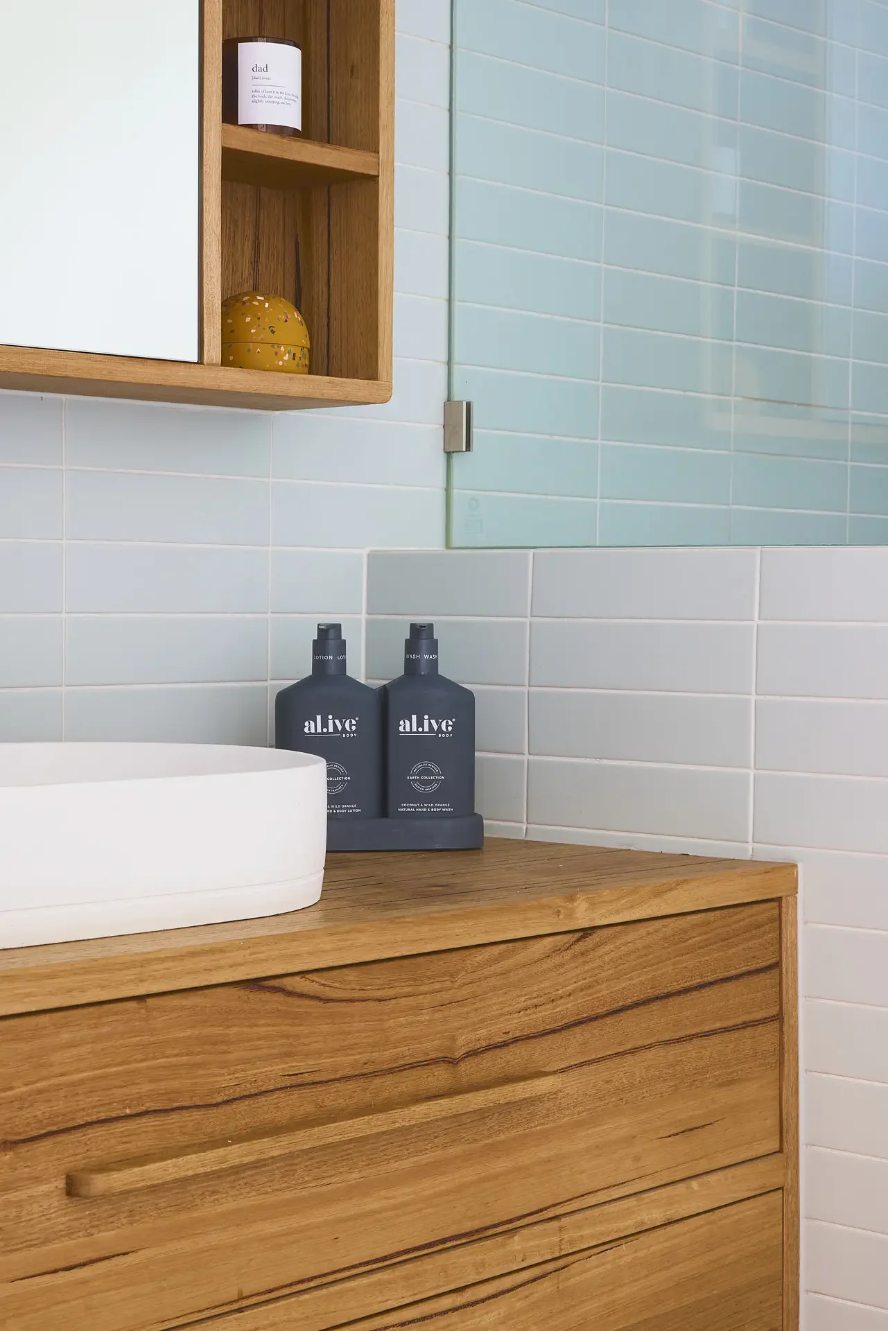 Bathroom vanity and shaving cabinet. Made from recycled messmate. Hand made and designed on the Surf Coast by Georgie Wood. 