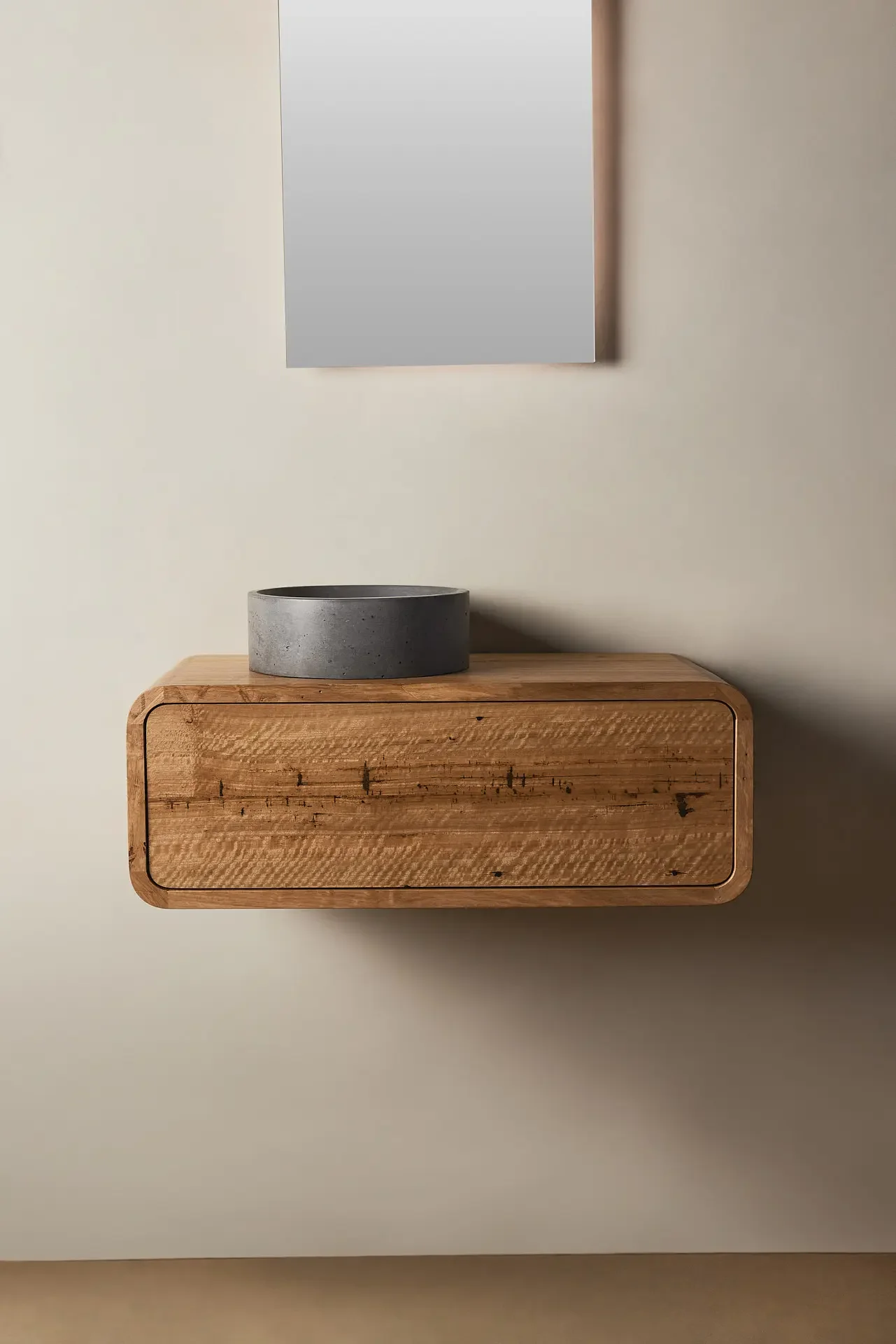 Custom bathroom vanity with concrete basin from Mayde