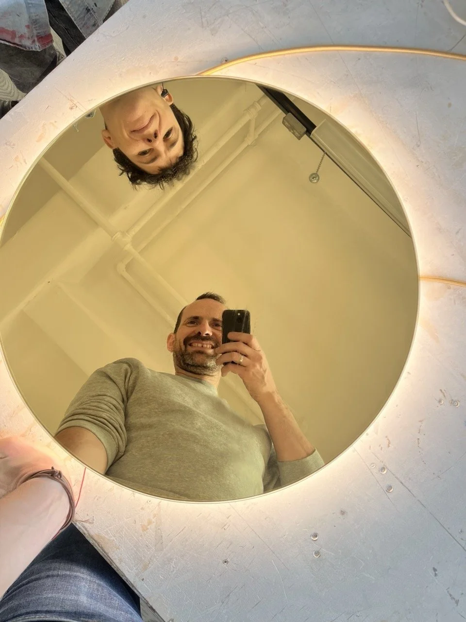 Minimalist Gold Tinted Round Mirror