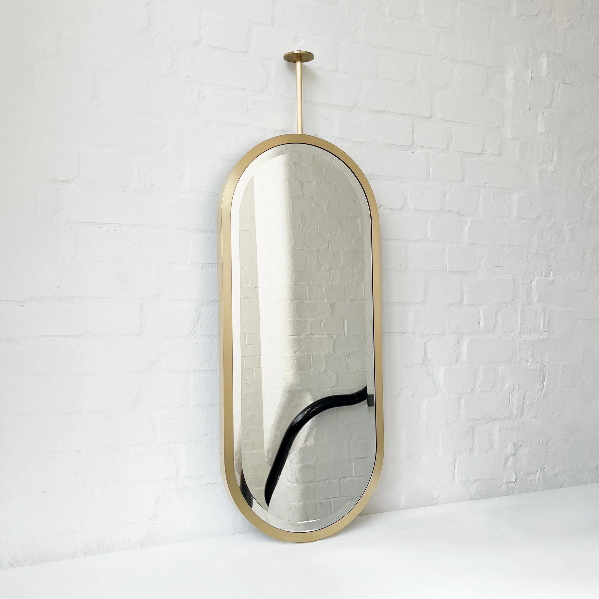Ceiling Suspended Mirror with Full Brass Frame