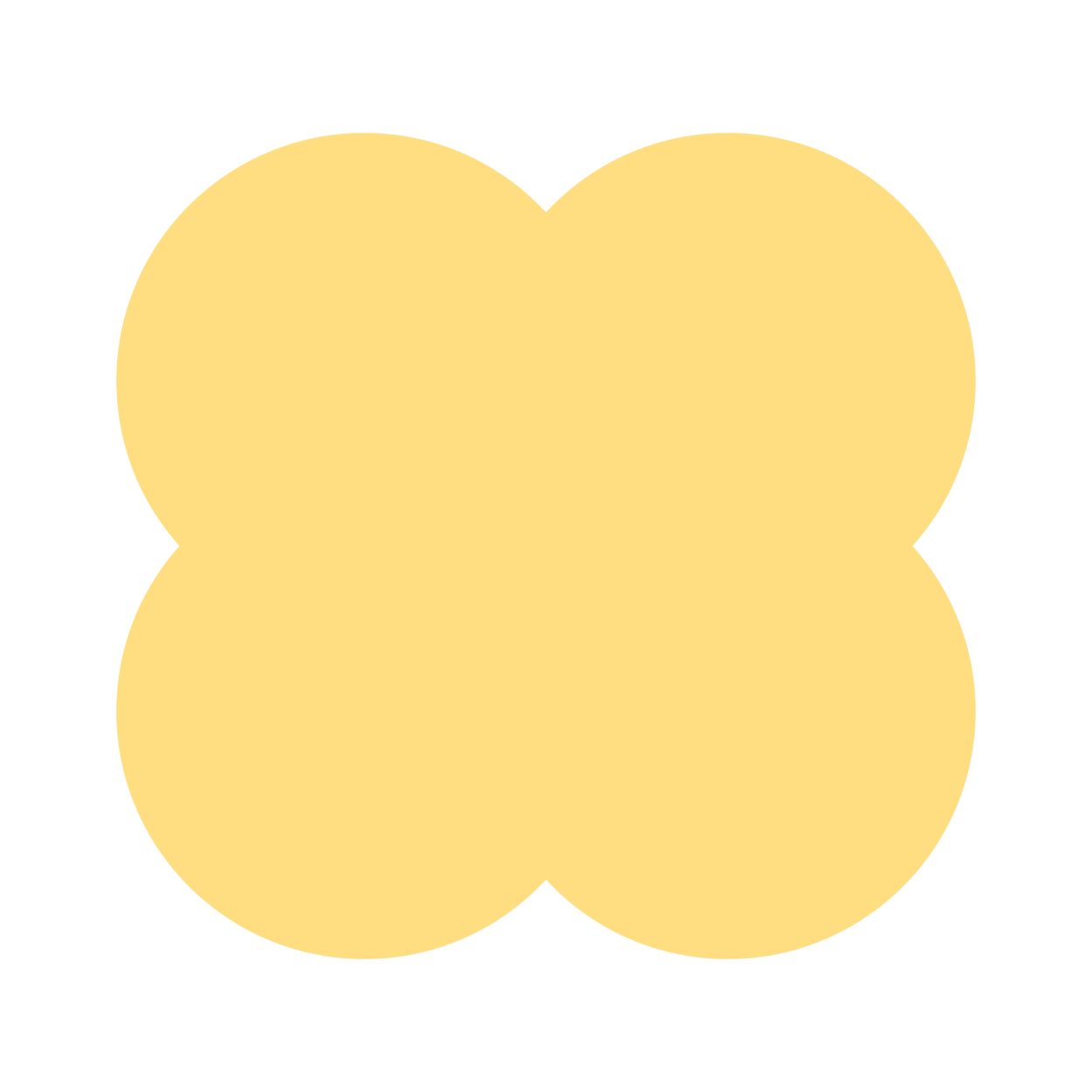Four overlapping yellow circles forming a flower-like shape.