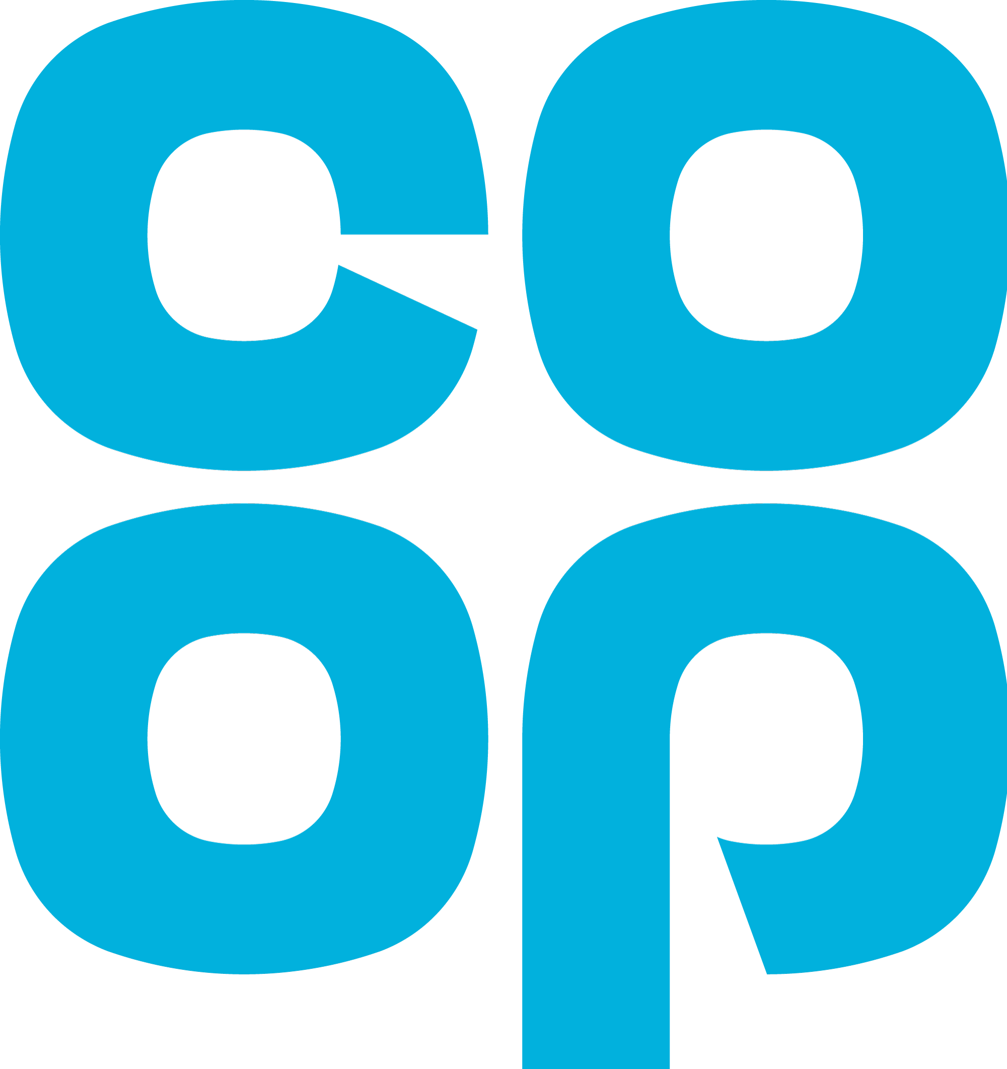 The image shows the text 'Coop' written twice in large, bold, blue font with a black background.