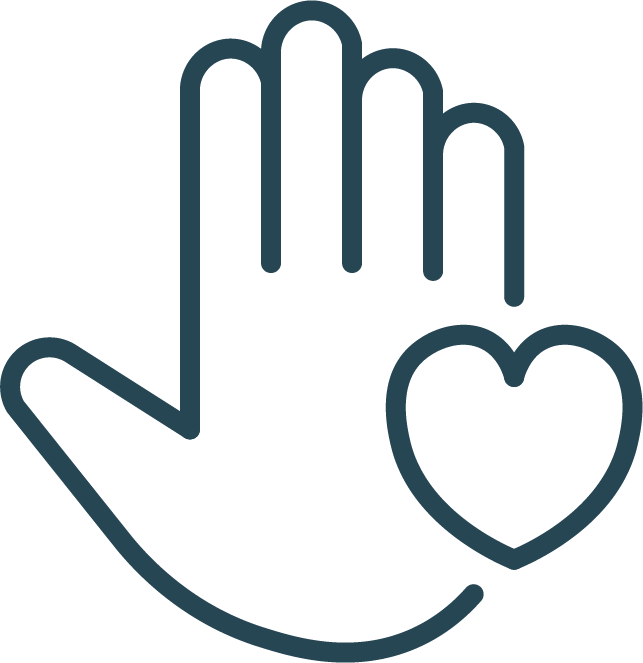Icon of a raised hand with a heart symbol next to the palm.