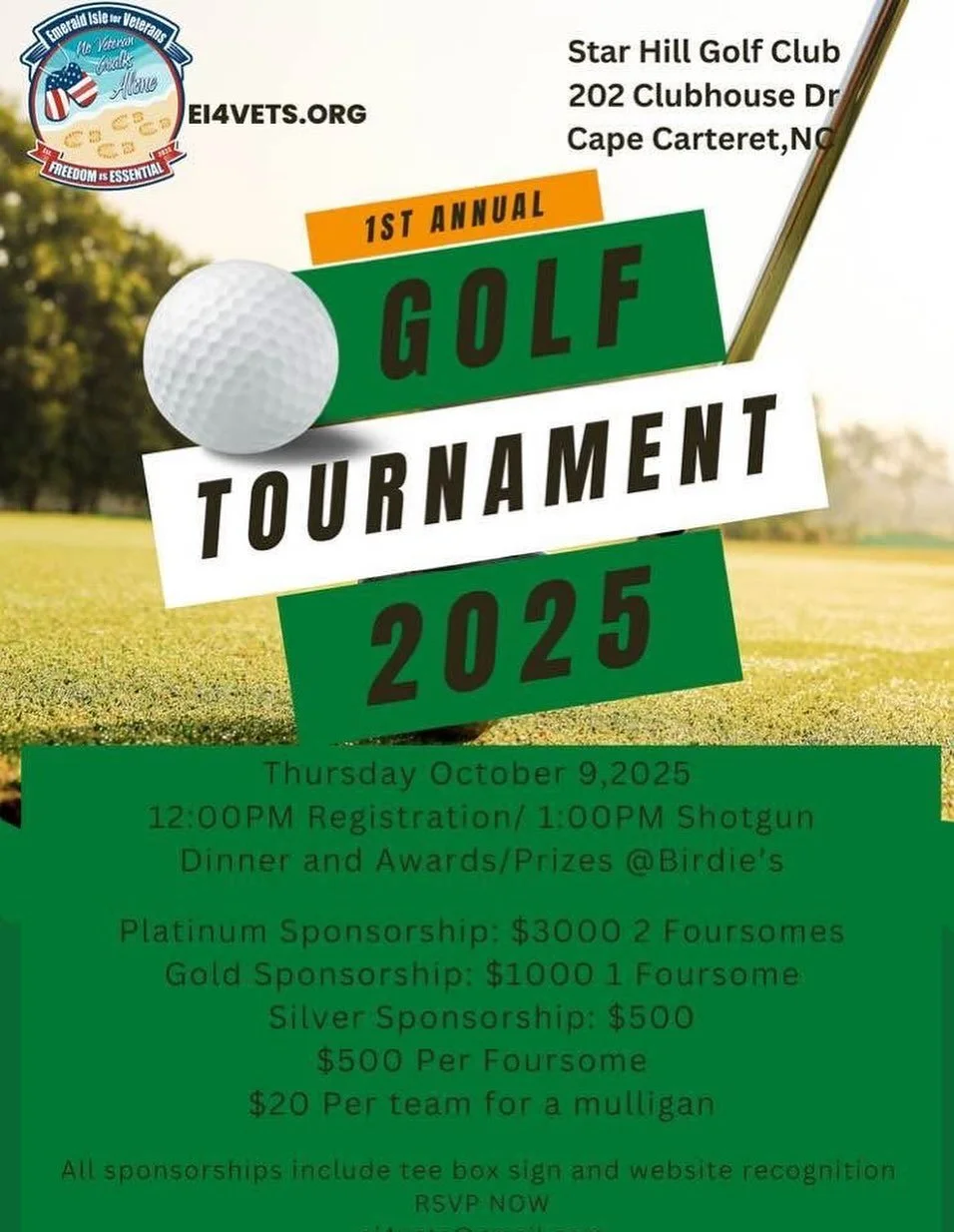 ⛳️Where are our golfers🏌️🏌️&zwj;♀️
Looking for y&rsquo;all to sign up for a fun filled fundraiser supporting EI4Vets!🇺🇸