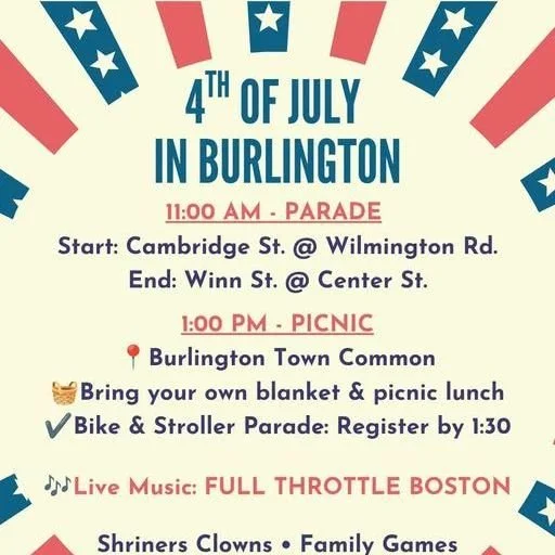 Are you ready to celebrate with us??? 👻🚫 🦅🎆 ❤️🤍💙

Join us for two parades this Saturday, and fireworks afterwards! You're not going to want to miss our big unveiling of something special. 🤫

First up is Burlington at 11, then right next door t