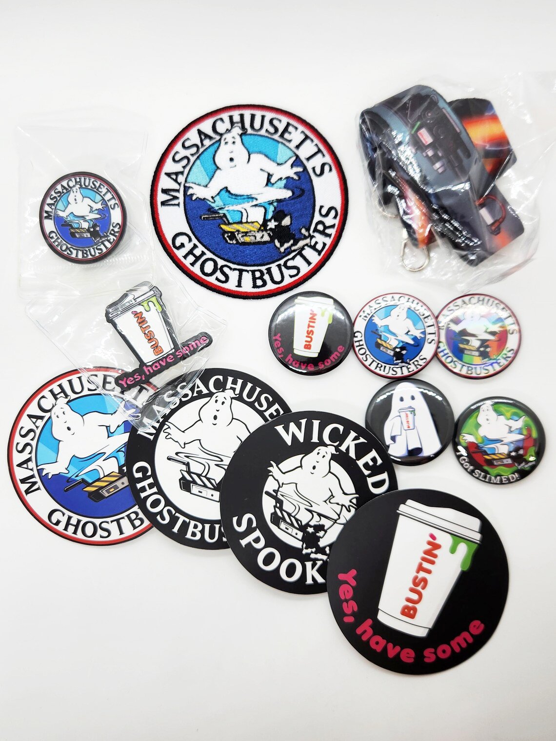 Patches, pins, stickers, and more!