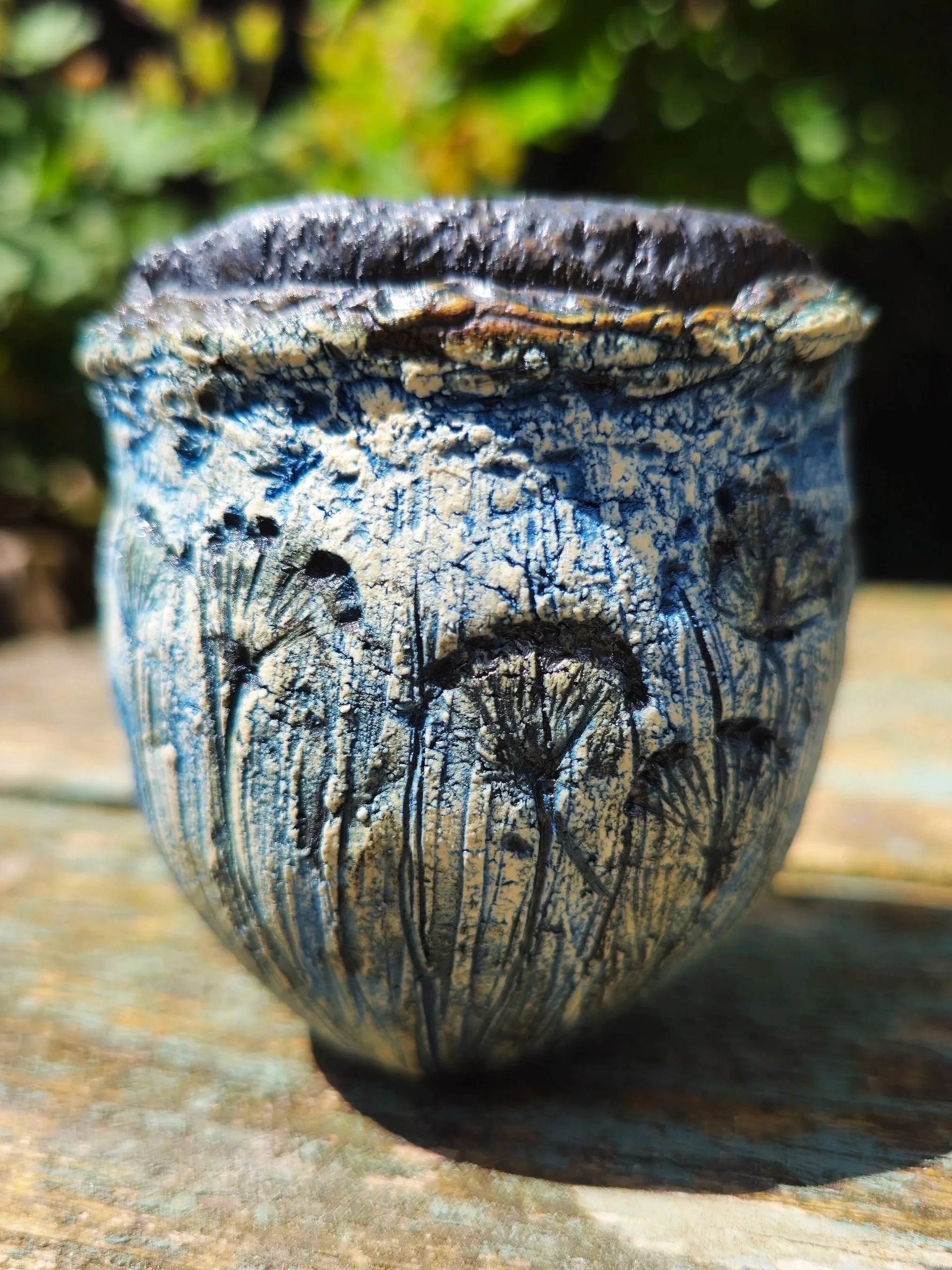Summer Meadow #12 10cms high. white stoneware vase with glazed interior £30