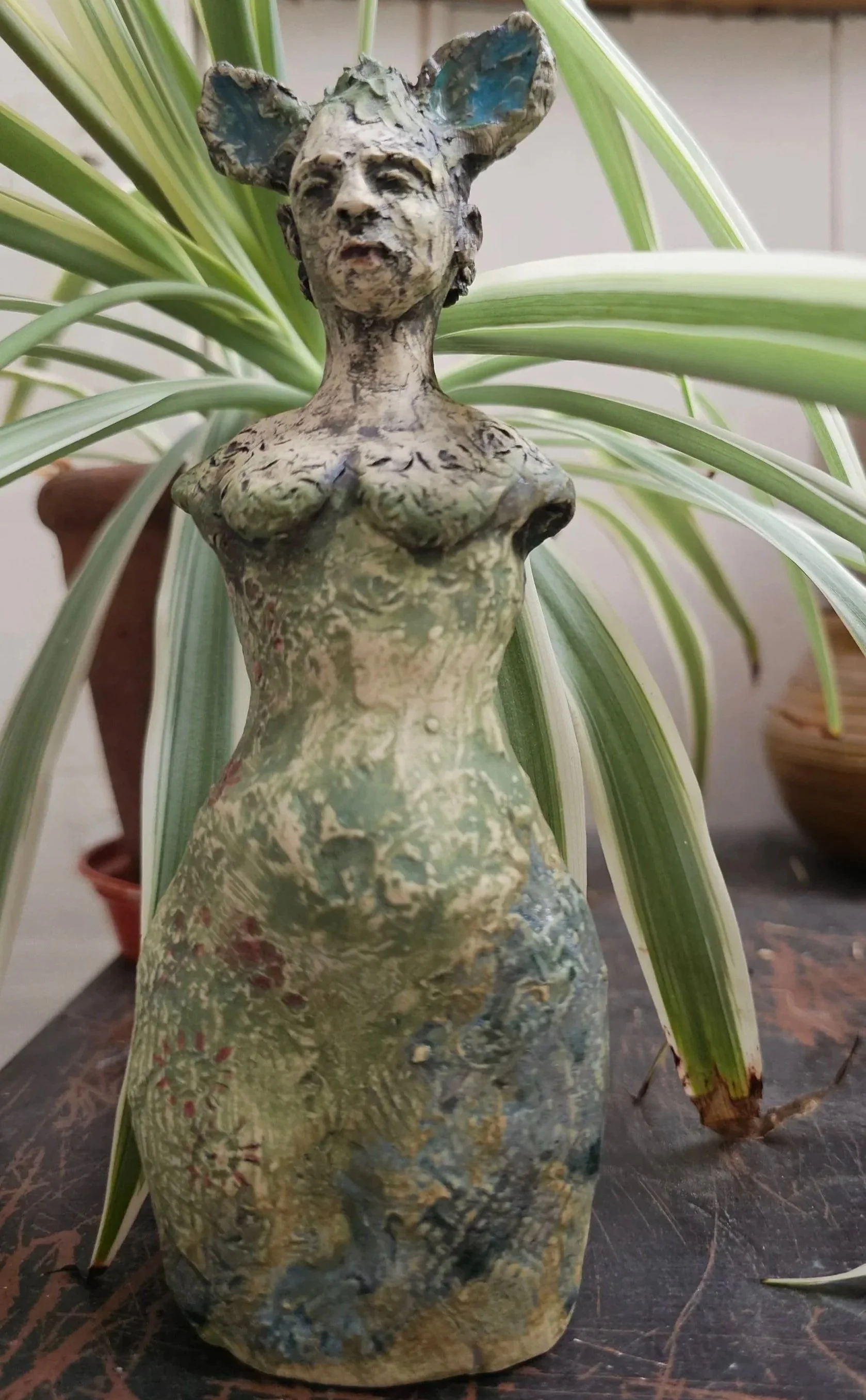 NOW SOLD THANK YOU Rowan Fae £75
a stoneware sculpture 15cms high. Plinth avilable for £85 incl