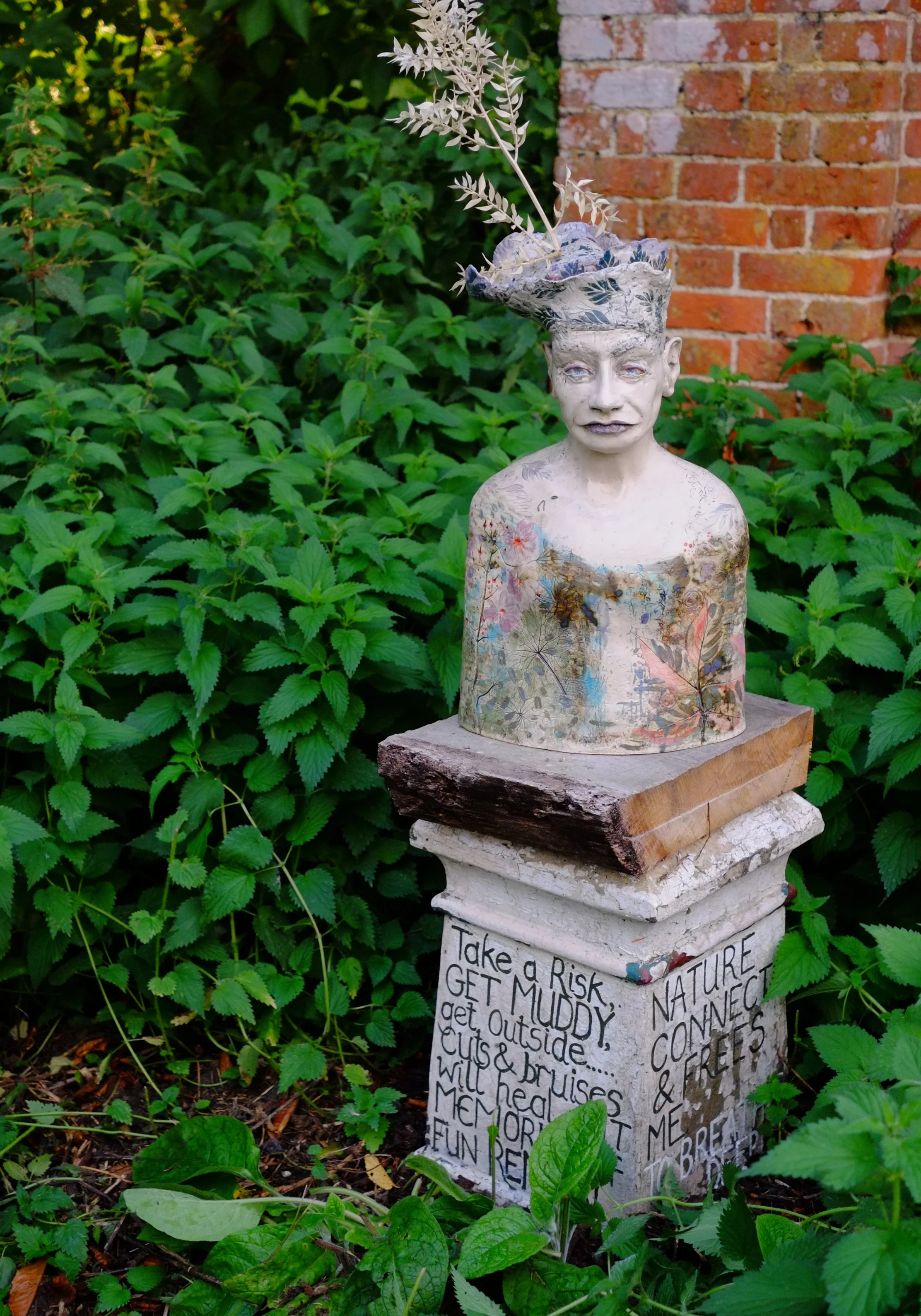wisdom: garden sculpture. £850 with poetry plinth plus P&P or delivery (UK only)
Can be seen on displayat my studio