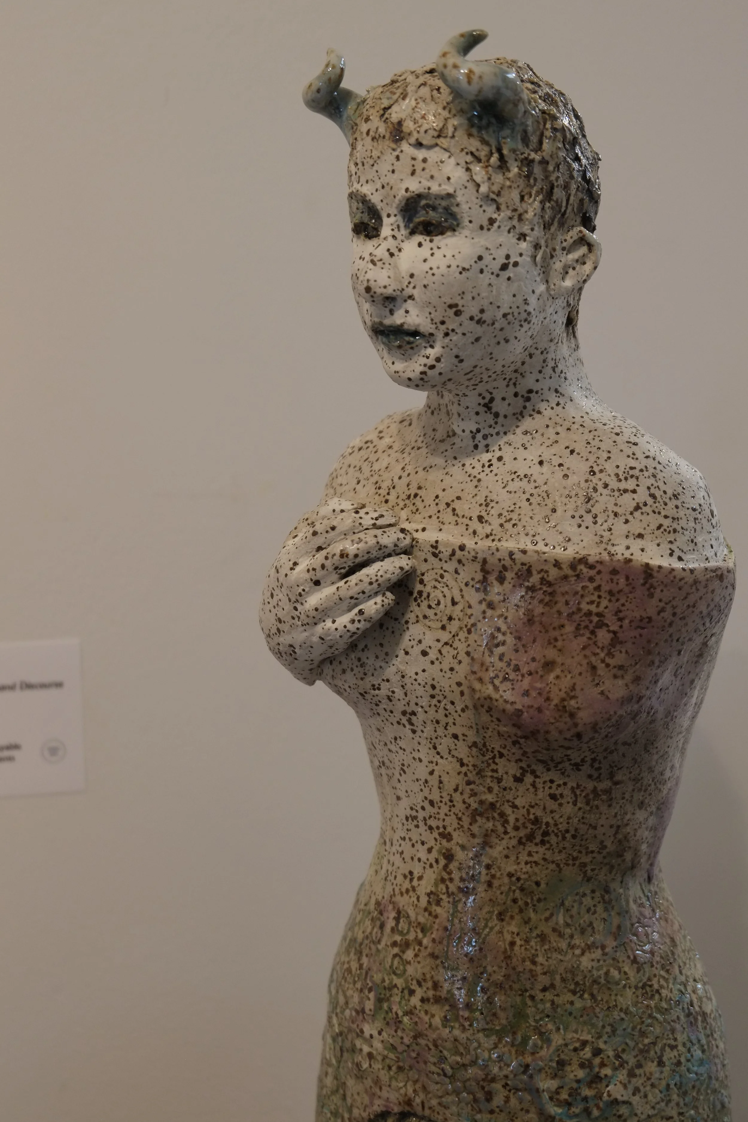 DISCOURSE chocolate speckle stoneware.
ceramic sculpture with ceramic plinths 
