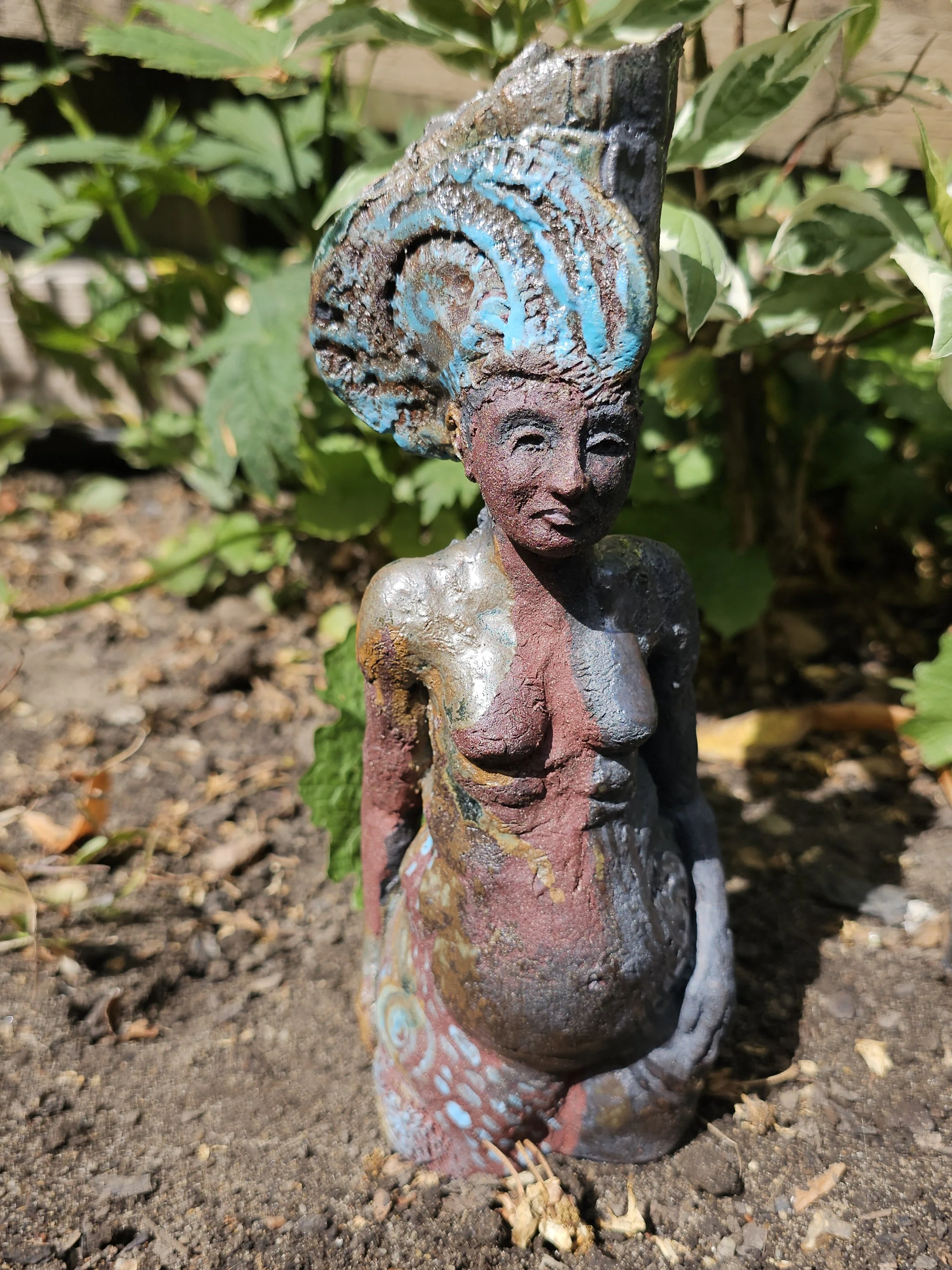 SOLD, thank you.
More pieces in this set will be available in August
All Dressed Up: red stoneware and wild clay small sculpture