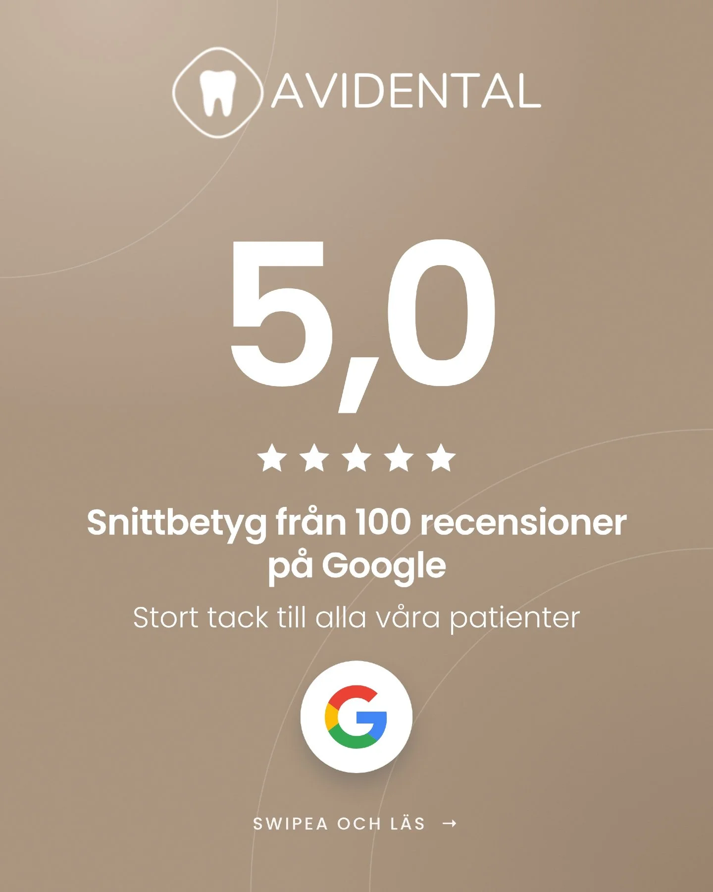 Tacksamma &ouml;ver alla fina omd&ouml;men✨

Det gl&auml;der oss att f&aring; ta del av s&aring; m&aring;nga fina omd&ouml;men p&aring; Google fr&aring;n v&aring;ra fantastiska patienter, med ett genomsnittligt betyg p&aring; 5,0!✨

Vi &auml;r stolta