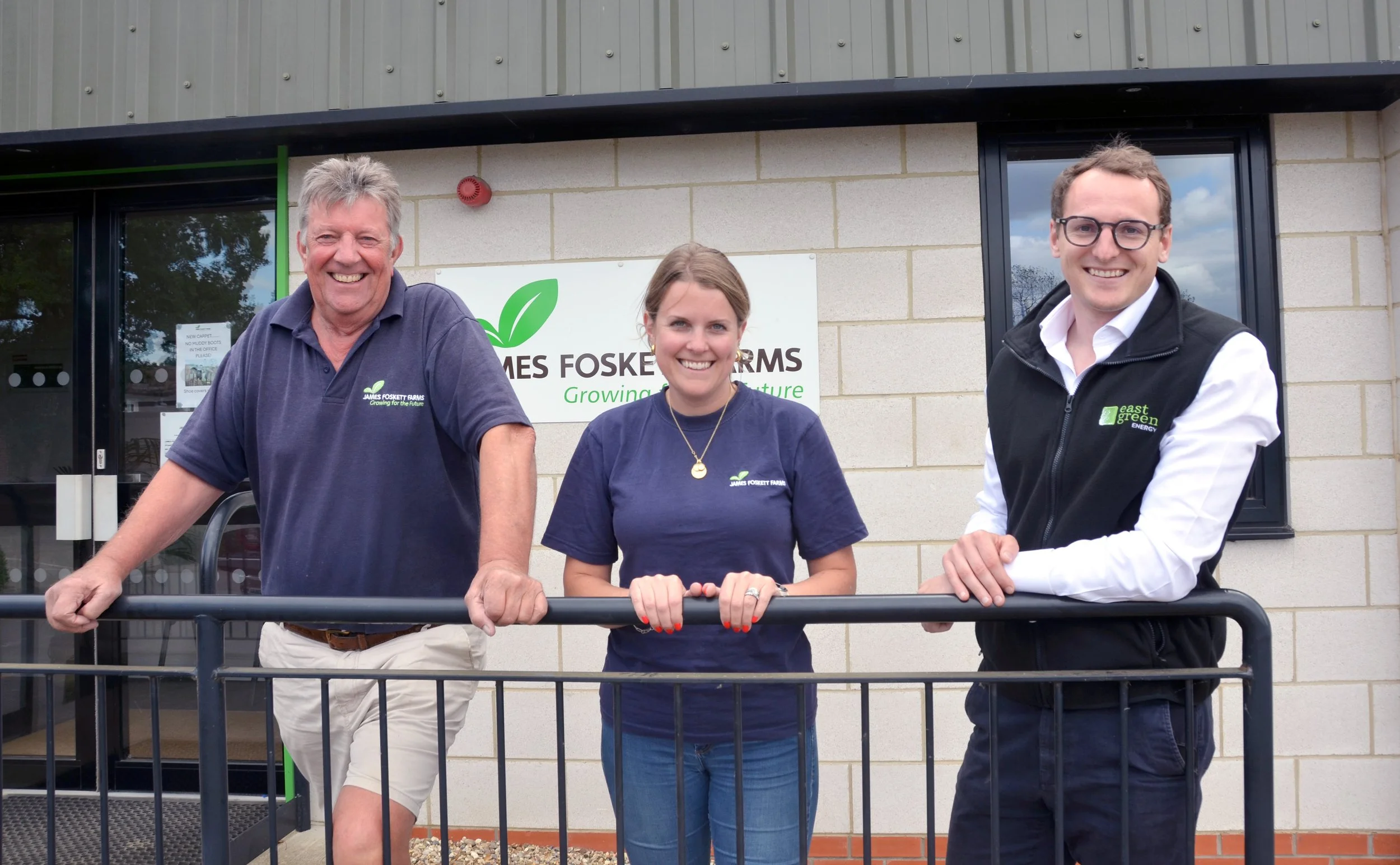 James Foskett and Jessica Church from James Foskett Farms with Jack Gawthrop from East Green Energy.