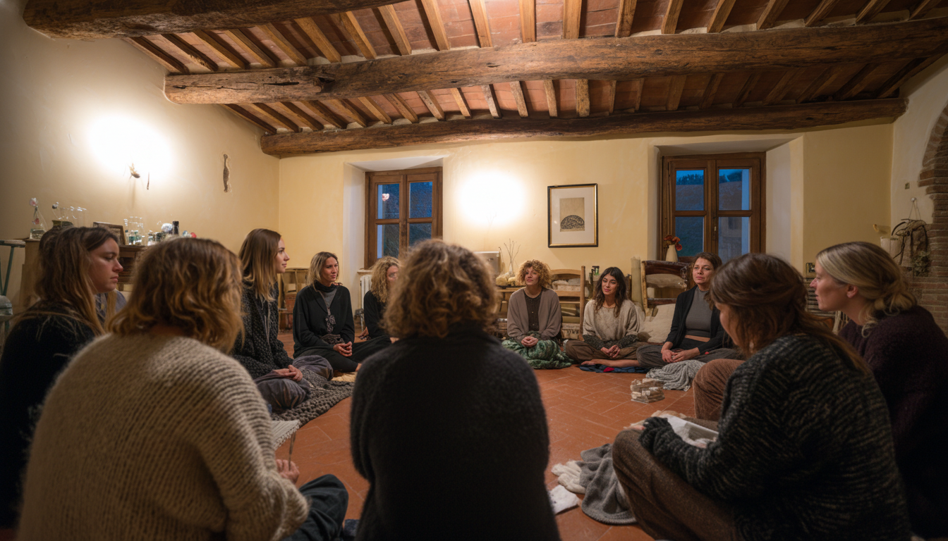 un cerchio di donne dedicato al grembo in Toscana