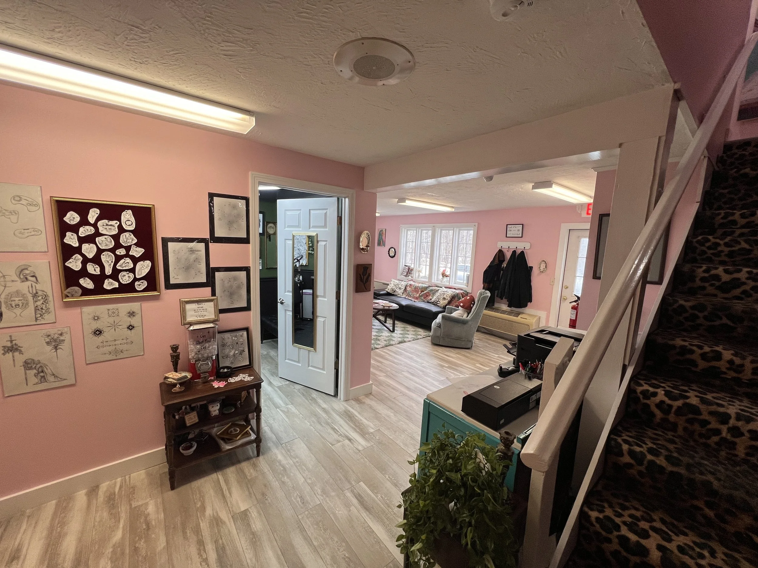 Go right at the bottom of the stairs to find Jane and Abby