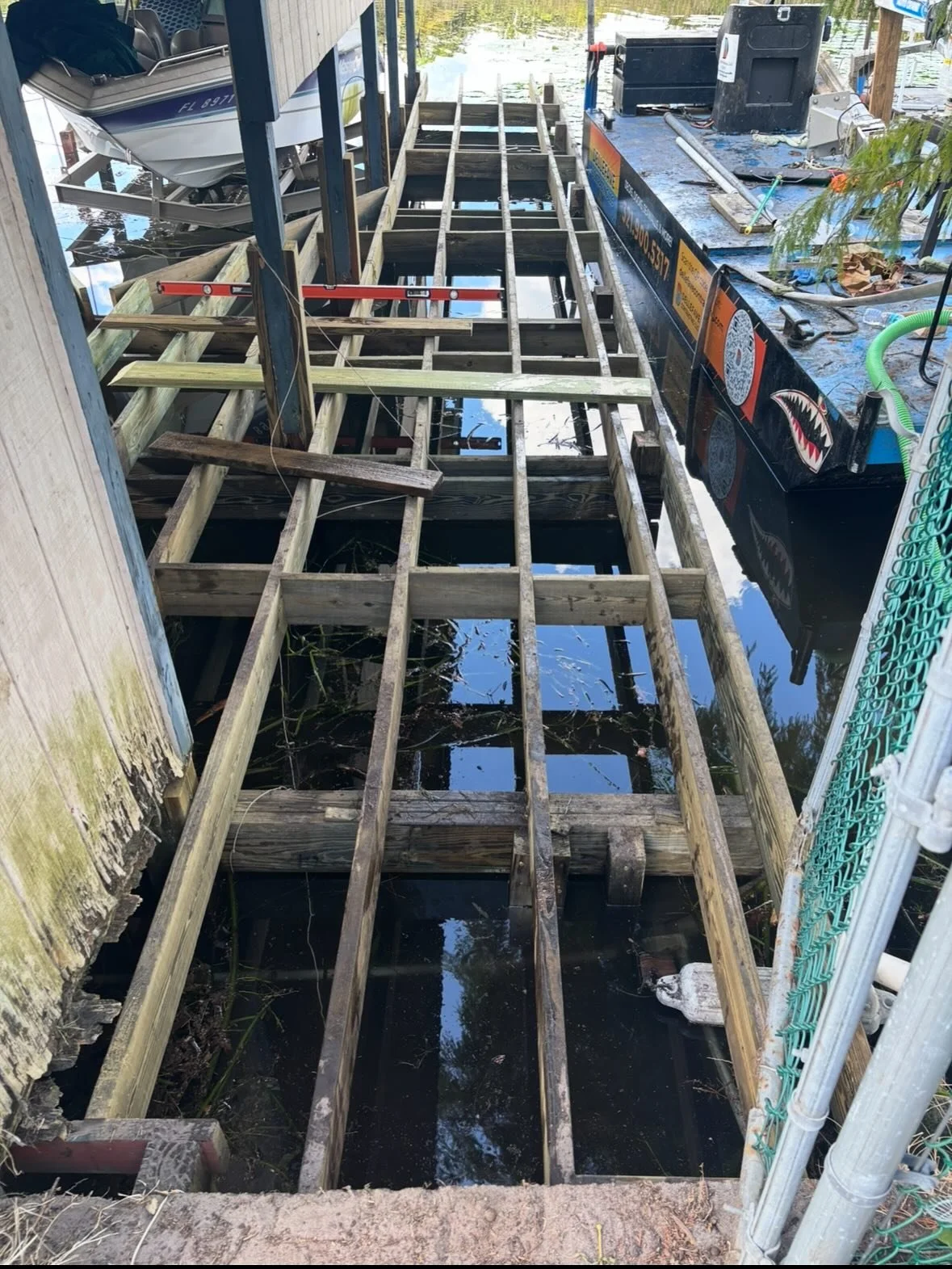 Fresh framing underway for our client, Dona&rsquo;s, new dock and boathouse along a peaceful canal on Lake Conway. 🏗️🌊 

#lakeconway #marineconstruction #dockbuild #localdockbuikder #dockbuilderorlando #orlandocontractor
