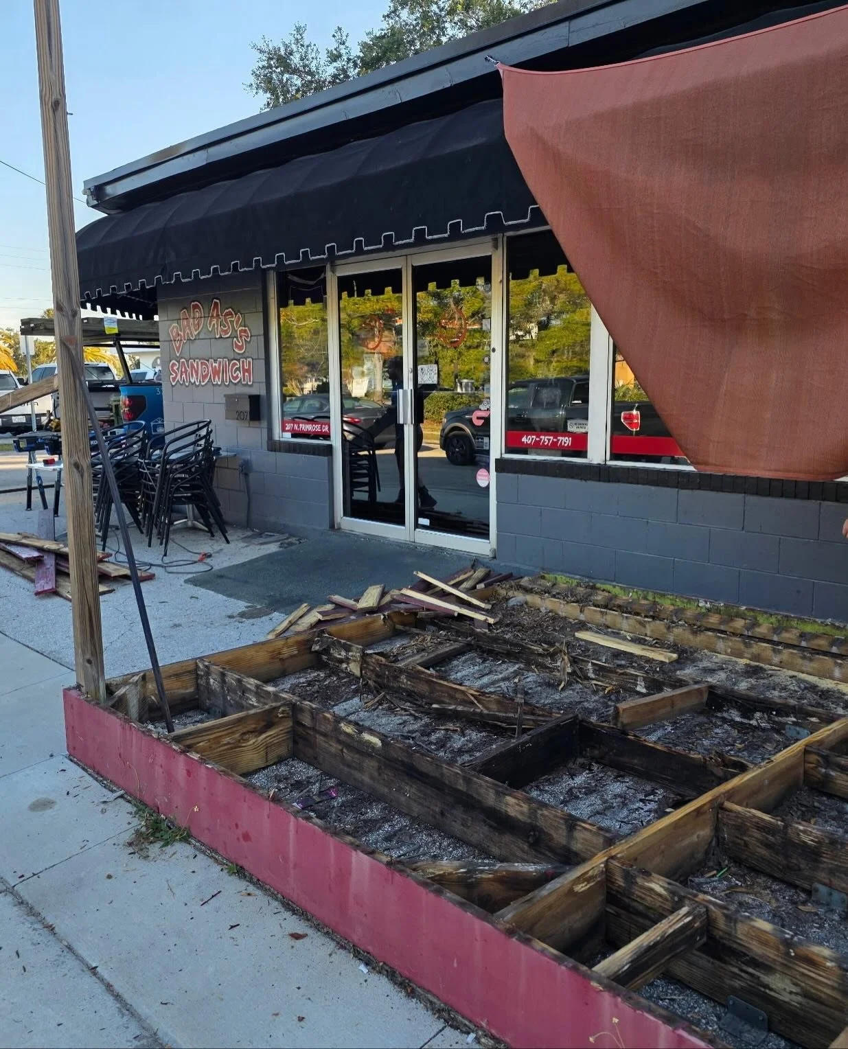 Recognize this spot? Shout out to Bad As&rsquo;s Sandwich on Primerose 😋🥪 We were excited to start this new deck job so that customers can not only enjoy some awesome food, but a beautiful outdoor deck. Don&rsquo;t forget to support your local smal