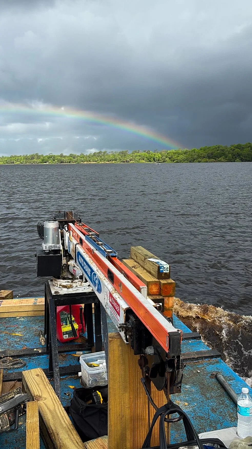 Specialized equipment and barge for marine construction projects.