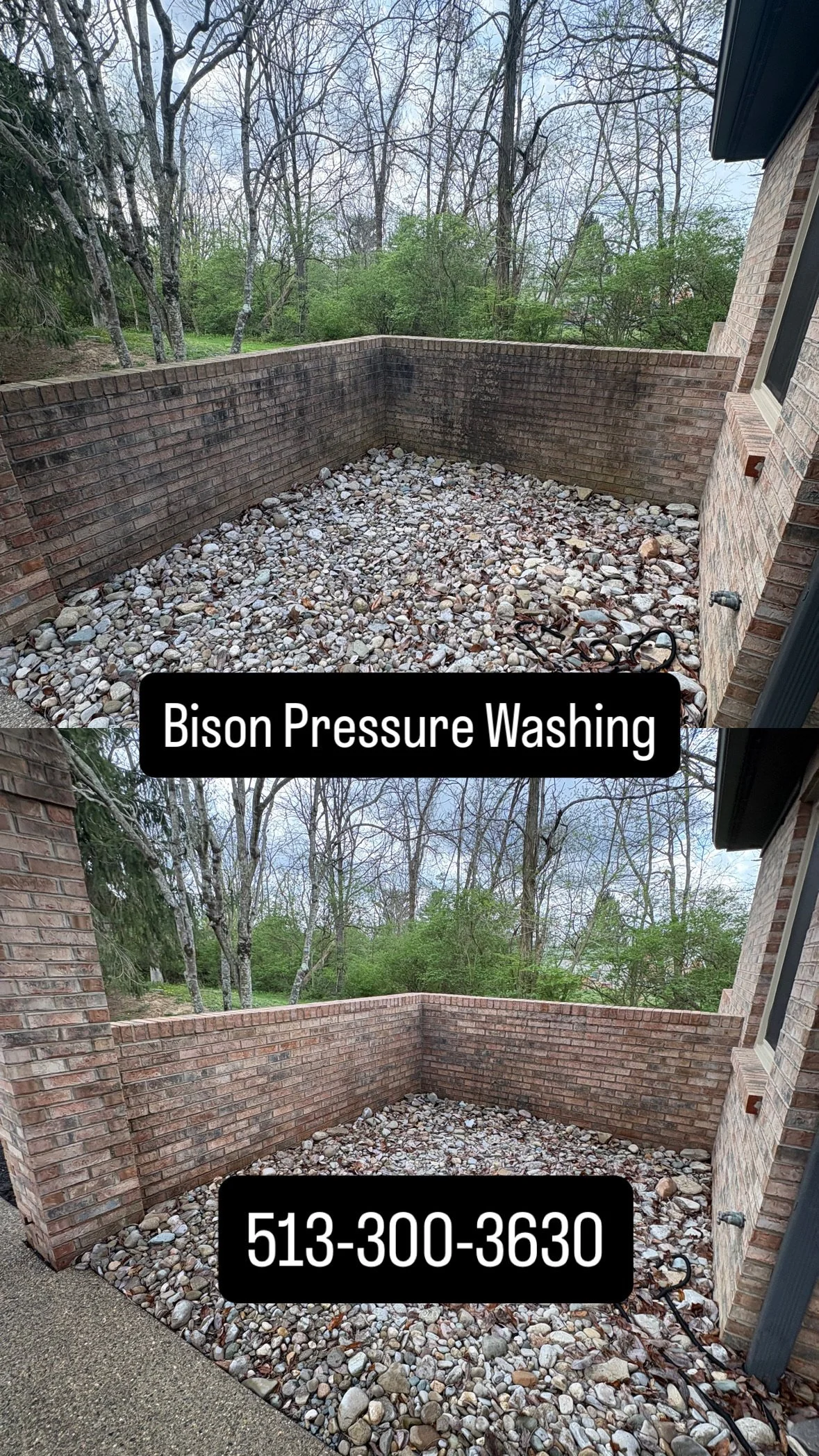 Brick wall algae and mold removal in Milford OH