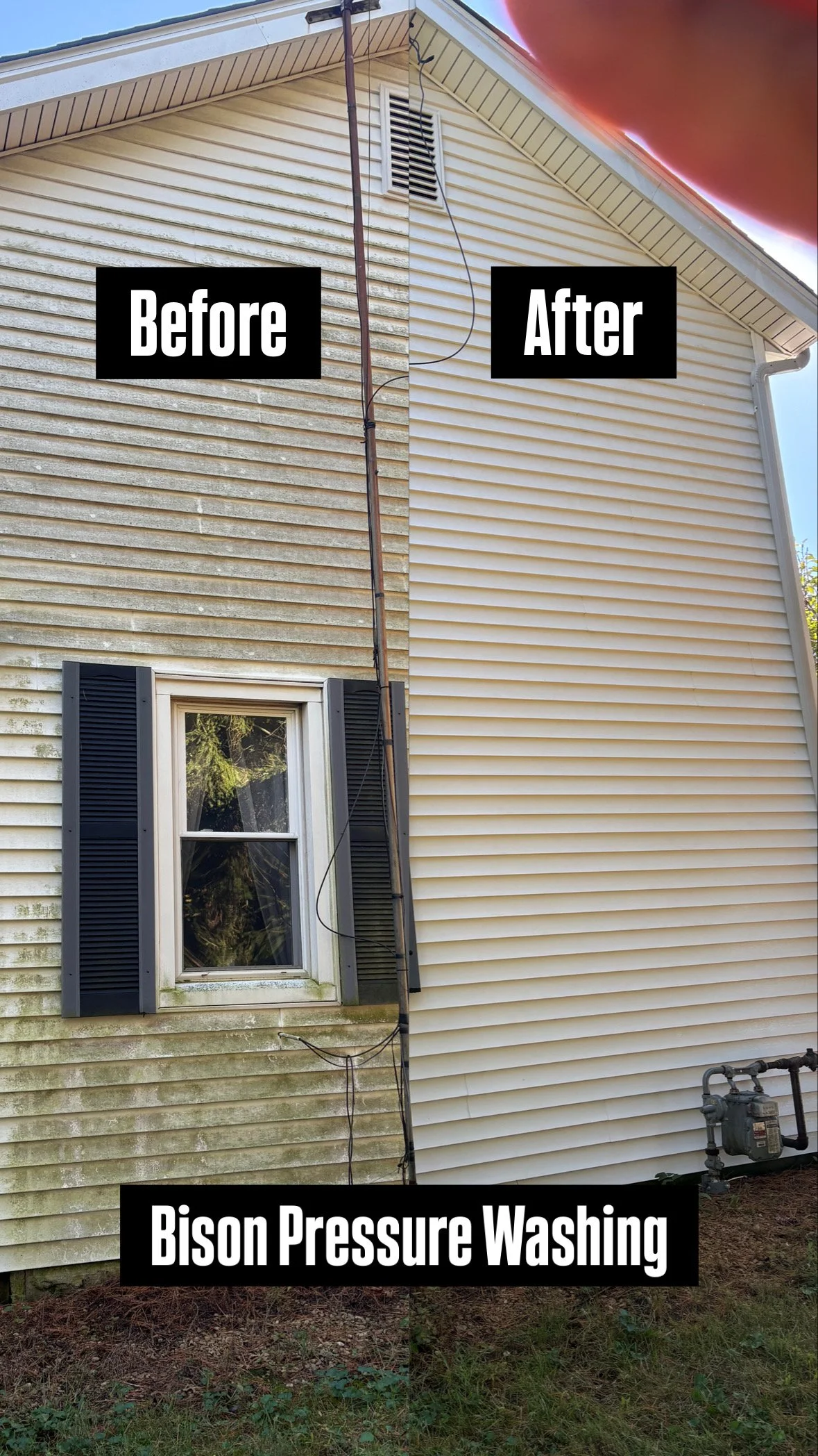 Shady side of a home near Cincinnati Ohio with a stark difference before and after