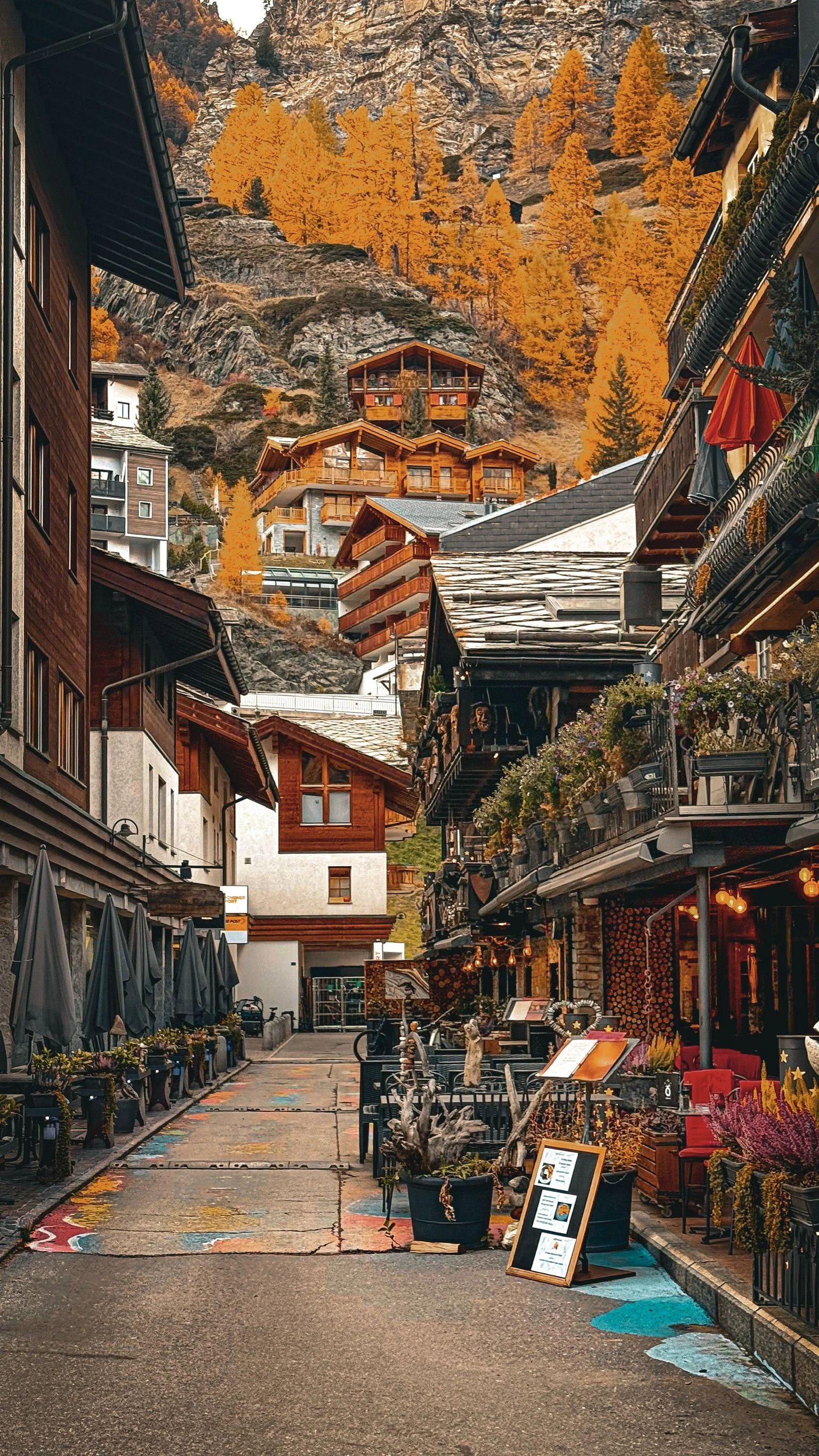 Late autumn scenery in Zermatt, Switzerland in November