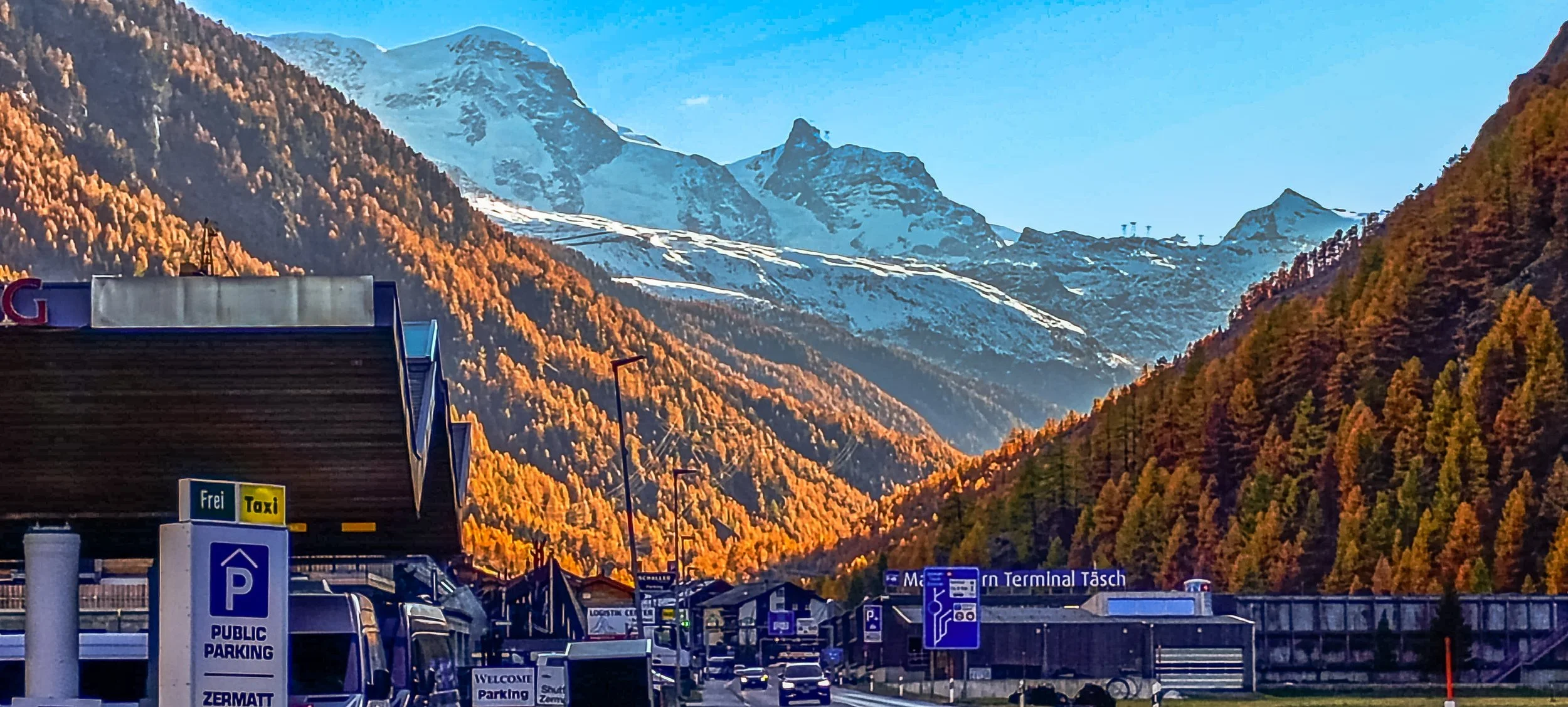 Zermatt Bahnhof train station in the Swiss Alps