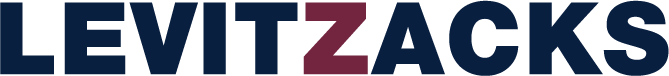 Logo of 'Levit Zacks' in navy and maroon text.