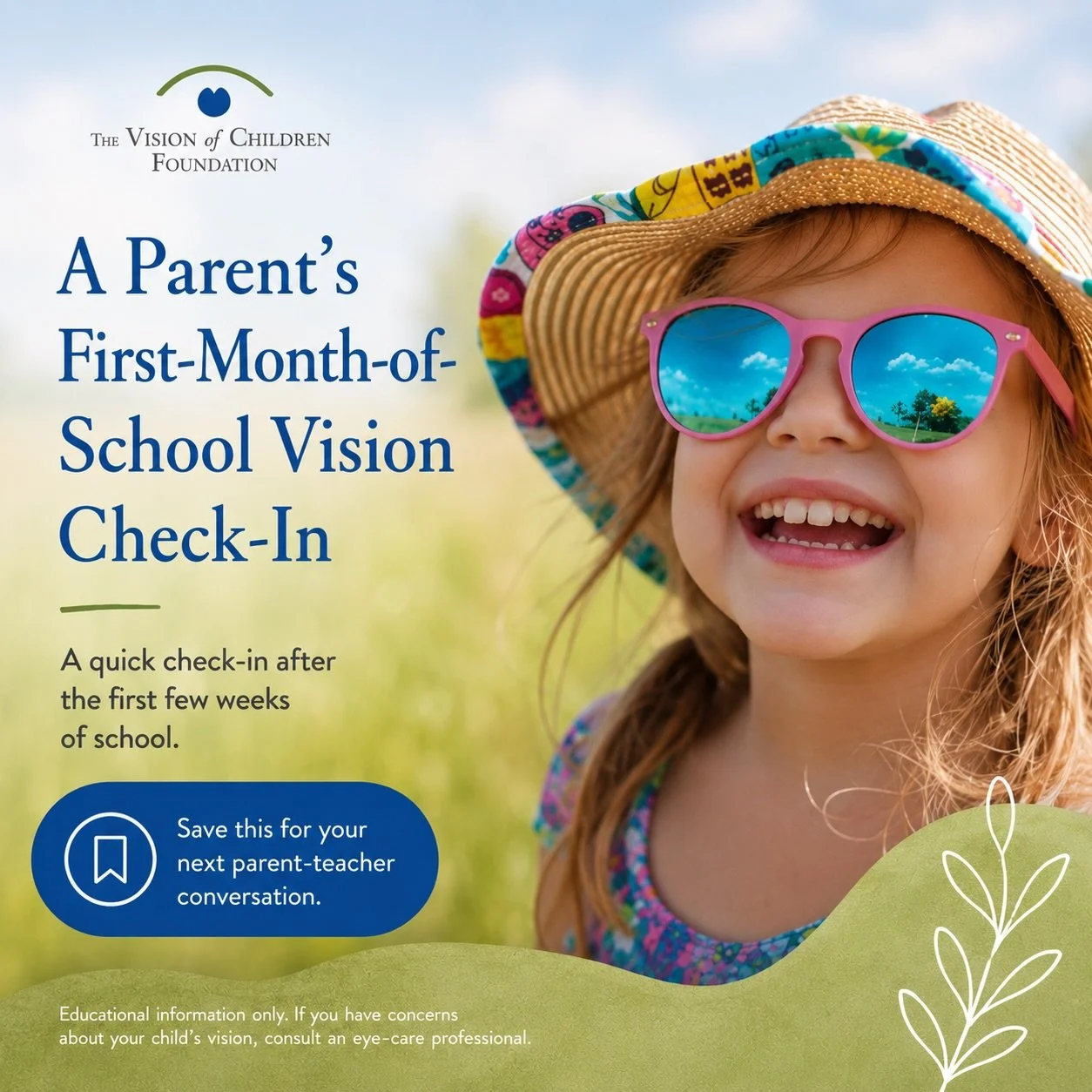 Back-to-school is a good time to check in on more than just homework and new routines. 

After the first few weeks of school, take a moment to ask your child how their vision feels and check in with their teacher.

Are they having trouble seeing the 