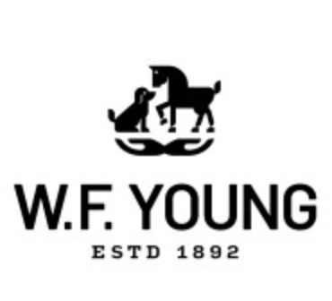 Logo featuring a dog and a horse on a sleigh, with the text 'W.F. Young' and 'ESTD 1892' underneath.