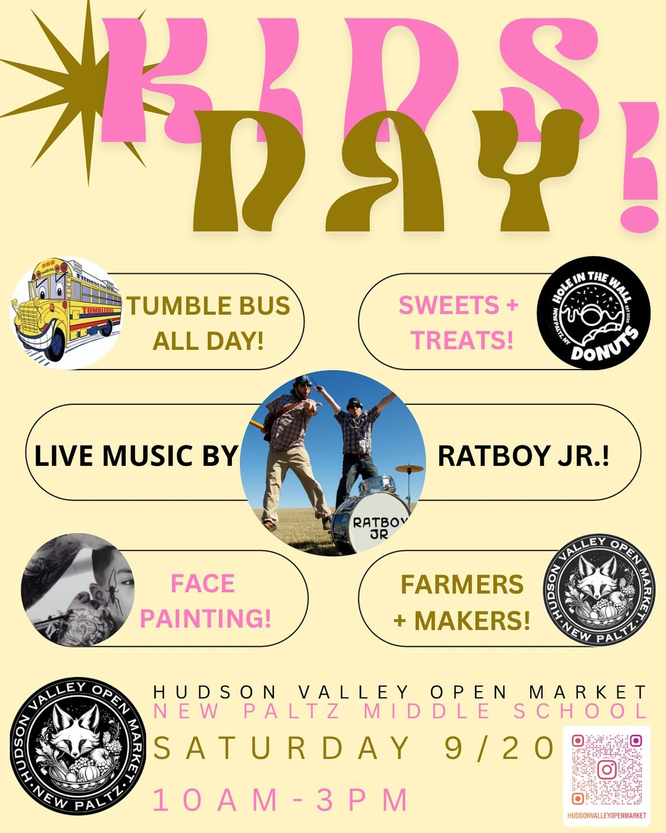 🤩Save the date! We&rsquo;re having a Kids Day at the Market! Saturday, September 20&hellip; 10am-3pm. Let&rsquo;s keep the Summer fun going a little bit longer!! In addition to our awesome lineup of Farmers, Makers, and Food&hellip; @ratboyjr @tumbl