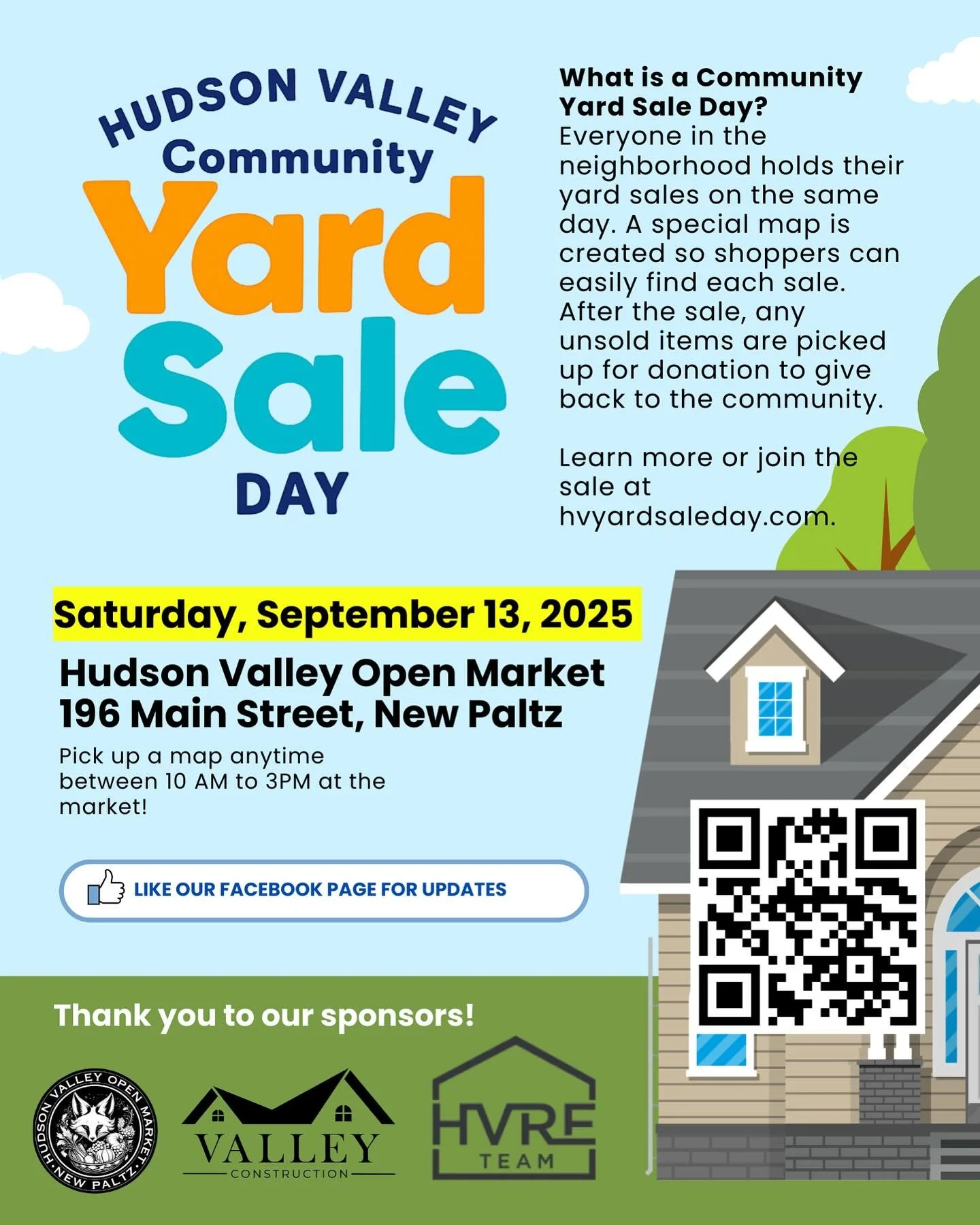 Hello community! We are proud to sponsor this lovely new event for New Paltz, and beyond! Be sure to follow them on Facebook to keep up with the details! See you at the Market! &hearts;️#hudsonvalleycommunityyardsaleday #hudsonvalleyopenmarket #newpa