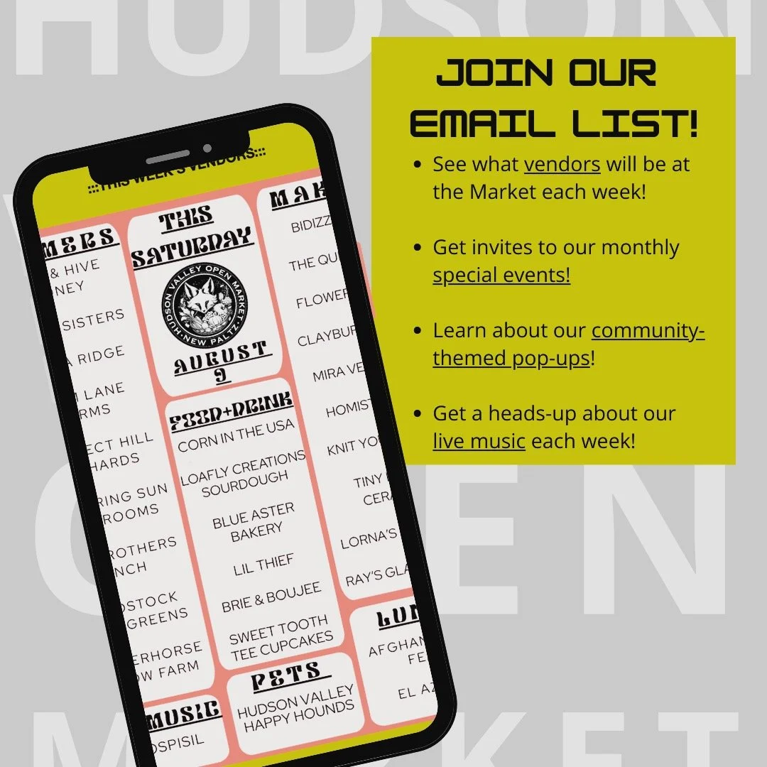 Keep yourself in the loop! Link in bio❤️ #hudsonvalleyopenmarket #newpaltz #hudsonvalley #farmersmarkets #makersmarket #farmersandmakersmarket #shoplocally