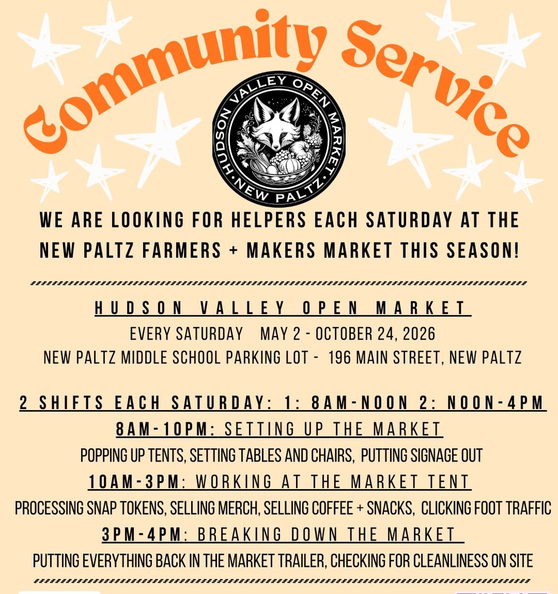 We&rsquo;re excited to launch a Community Service program at the Market this season! If you are in need of hours, or simply want to be a part of the Market, feel free to sign up! Link in bio to sign up on our calendar&hearts;️