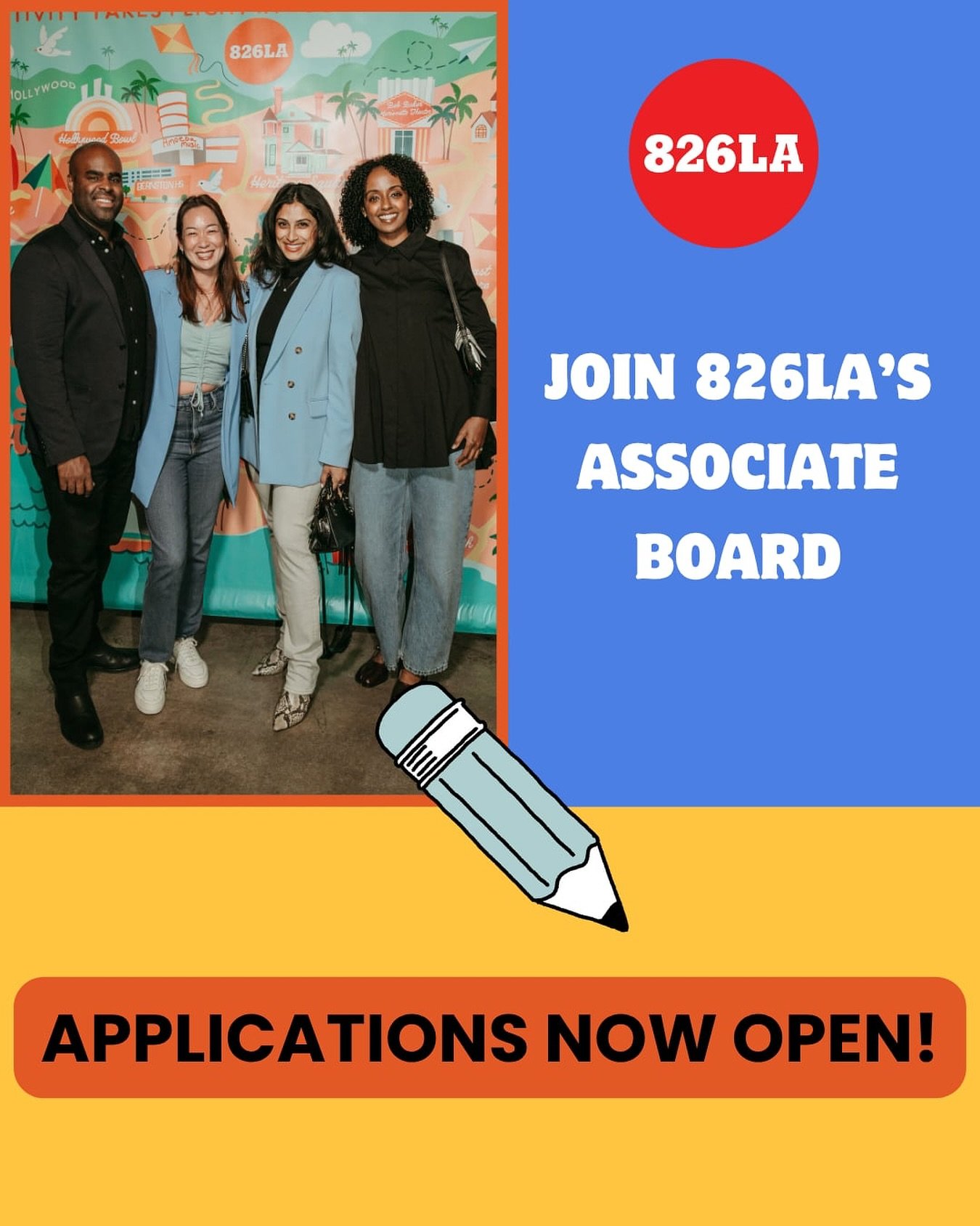 Exciting news! 826LA is launching the LA Associate Board (LAAB), a new initiative that enables volunteers and professionals to deepen their impact.

Join LAAB to:
✨ Plan events and fundraisers
📣 Expand 826LA&rsquo;s reach
💡 Advise on programming an