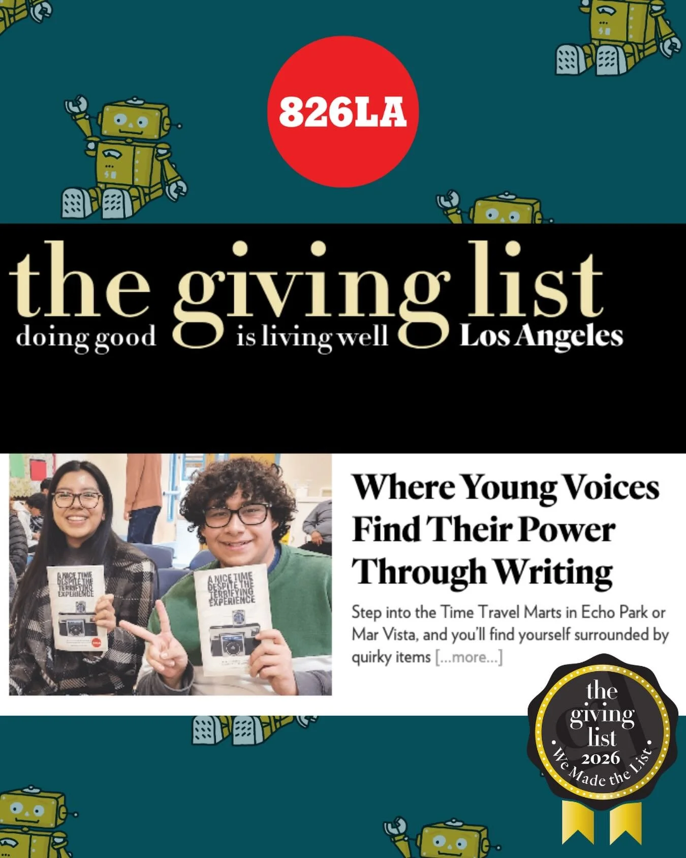 We&rsquo;re honored to be featured on The Giving List!
Every story, every student, every word matters, and none of it would be possible without our incredible community of supporters. 

Read our full spotlight at the link in bio and see how we&rsquo;