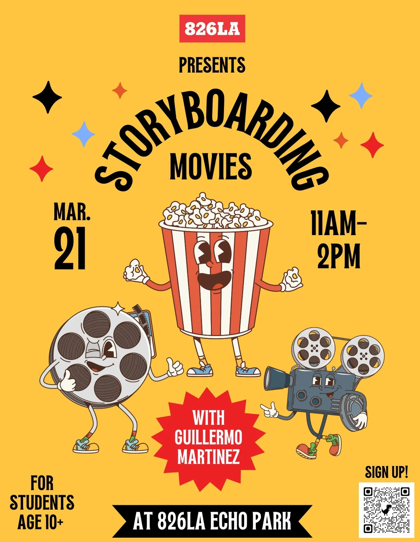 Join us on March 21st for a one-day storyboarding workshop with Sony Pictures Animation storyboard artist &amp; director Guillermo Martinez (The Mitchells vs. The Machines, K-Pop Demon Hunters).

Students ages 10&ndash;18 will learn the art of storyb