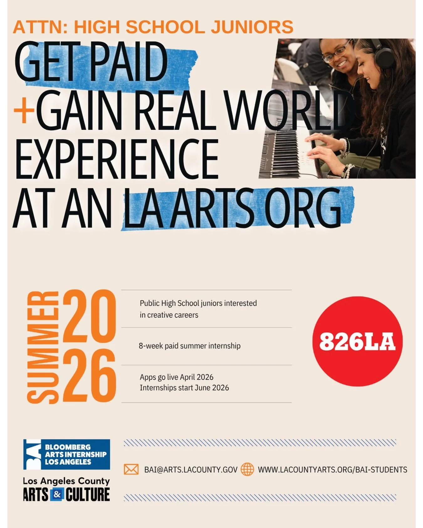 This summer, we will be hosting interns through the @BloombergDotOrg

Bloomberg Arts Internship in partnership with @LACountyArts. During their paid internship with 826LA, interns will be supporting our summer programming and working with Los Angeles