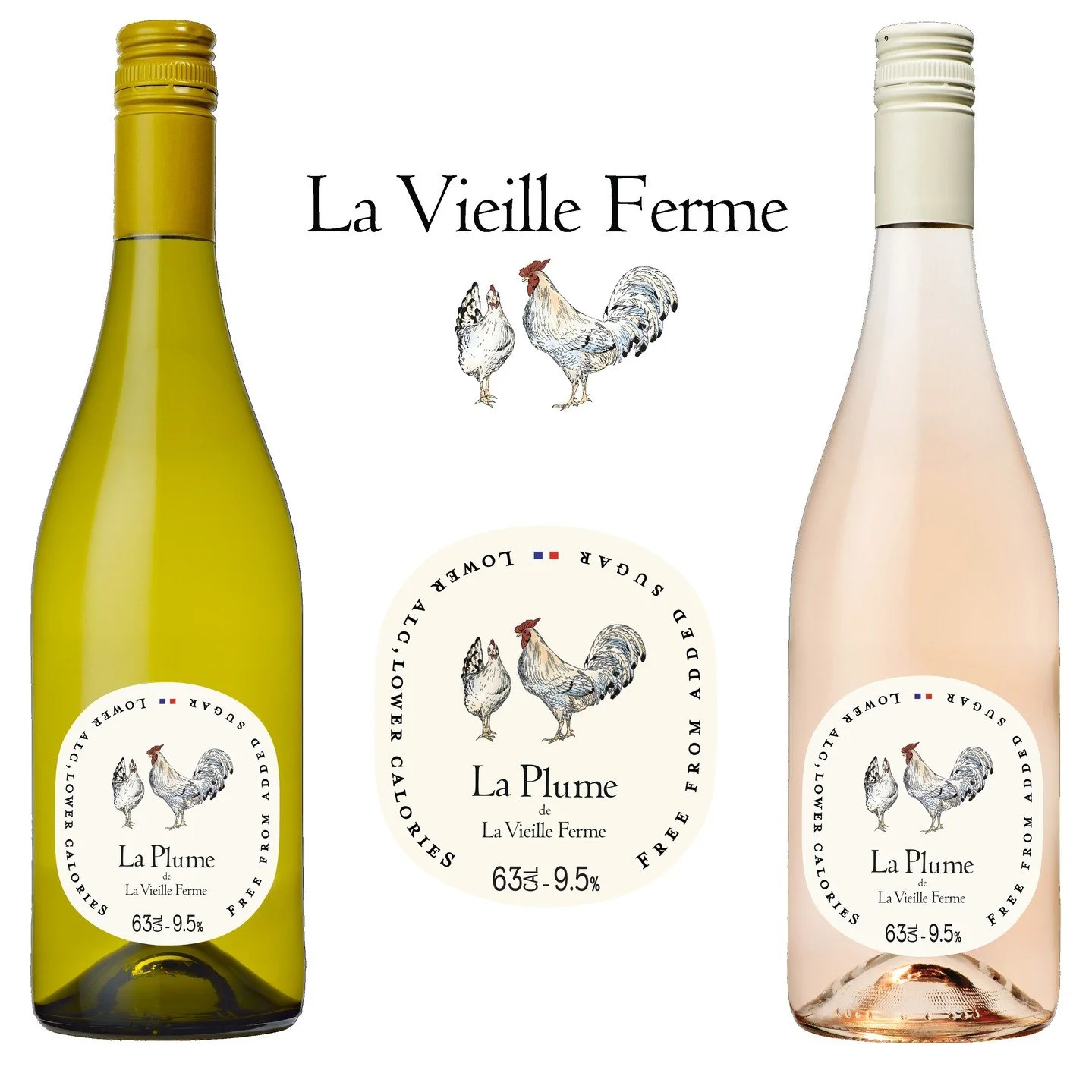THE #1 SELLING French brand in America presents La Plume de La Vieille Ferme

LA PLUME ROS&Eacute; + LA PLUME BLANC
AUTHENTIC, GOURMET, LOW ALCOHOL WINES AT 9.5% ALC./ VOL.
At Famille Perrin, the ambition has always been to produce very good wines, t