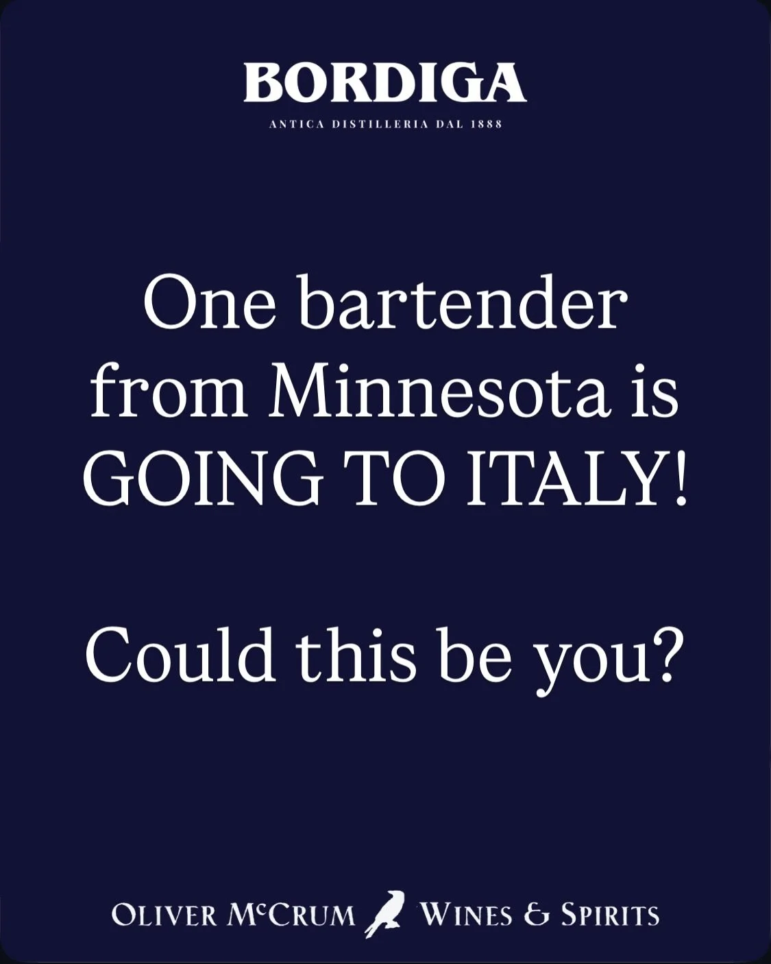 🔔 Attention MN bartenders! 🔔 @bordiga1888 returns this spring for LAST STOP BORDIGA&mdash;a cocktail competition that will send 4 top creators from 4 US cities to Italy for a chance to win the title at the juniper harvest festival in the Occitan Al