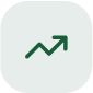 Icon of a rising arrow on a light green background
