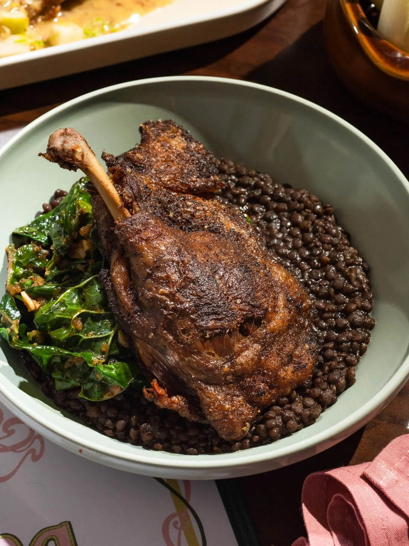 duck, duck &amp; more duck.

w/ black beluga lentils, swiss chard + preserved lemon.